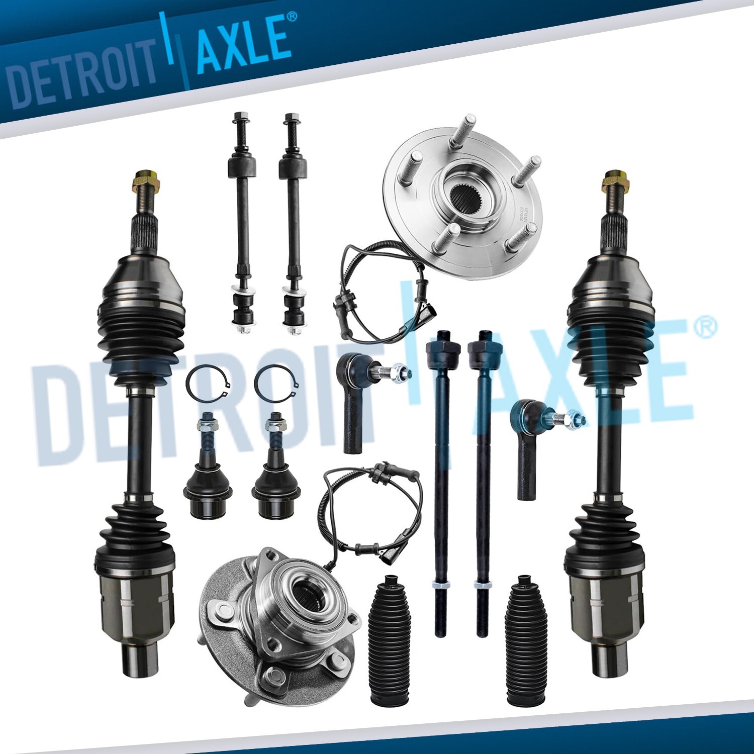 4WD Front CV Axle Wheel Bearing Hubs Suspension Kit for 2013-18 Ram 1500 Classic