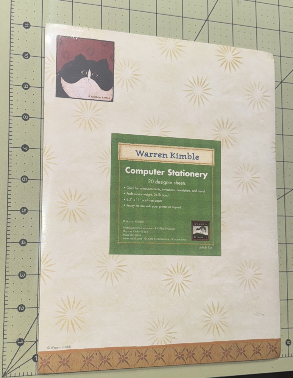Warren Kimble Stationery Set Computer-Imprintable 20 Sheets Jillicle Cat