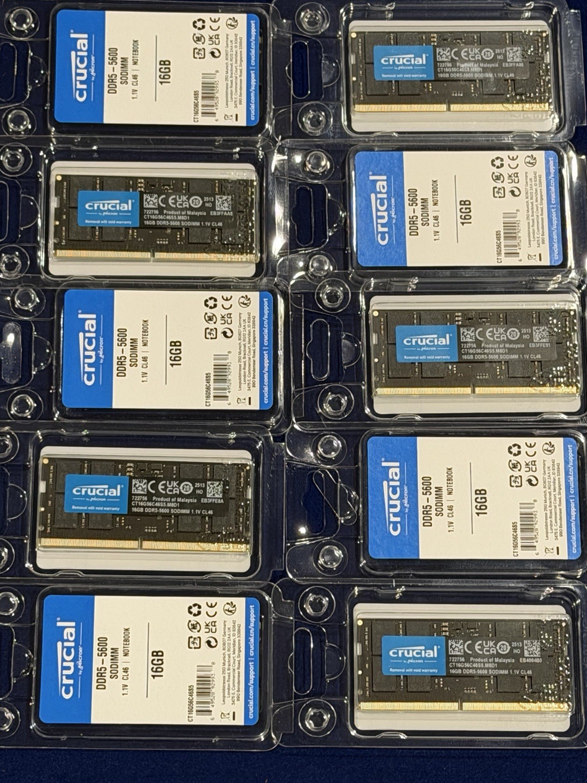Crucial 32GB Kit 2 x 16GB 262-Pin DDR5 SODIMM 5600 PC5 44800 Laptop Memory *NIB*