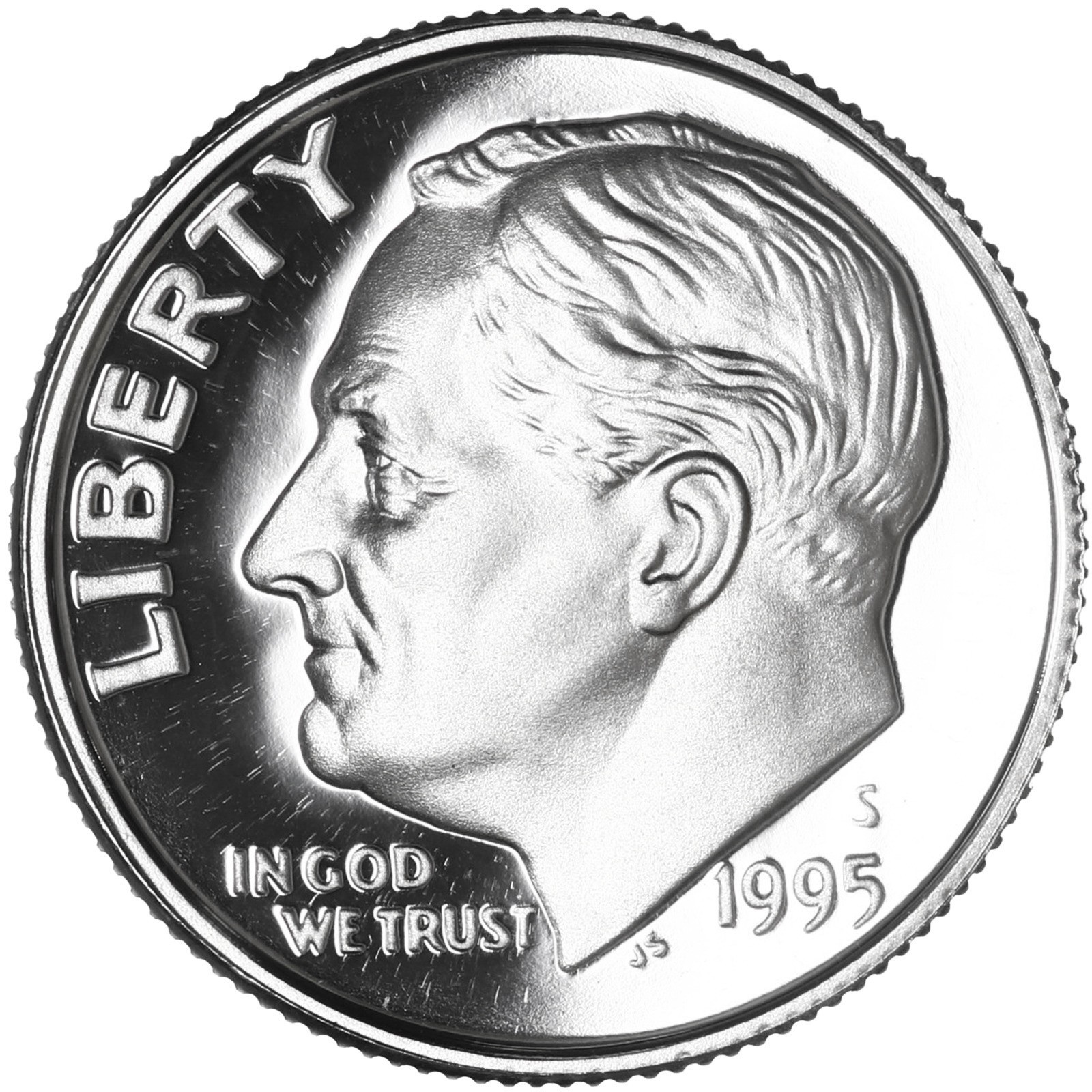 1995 S Roosevelt Dime Gem DCam Proof CN-Clad