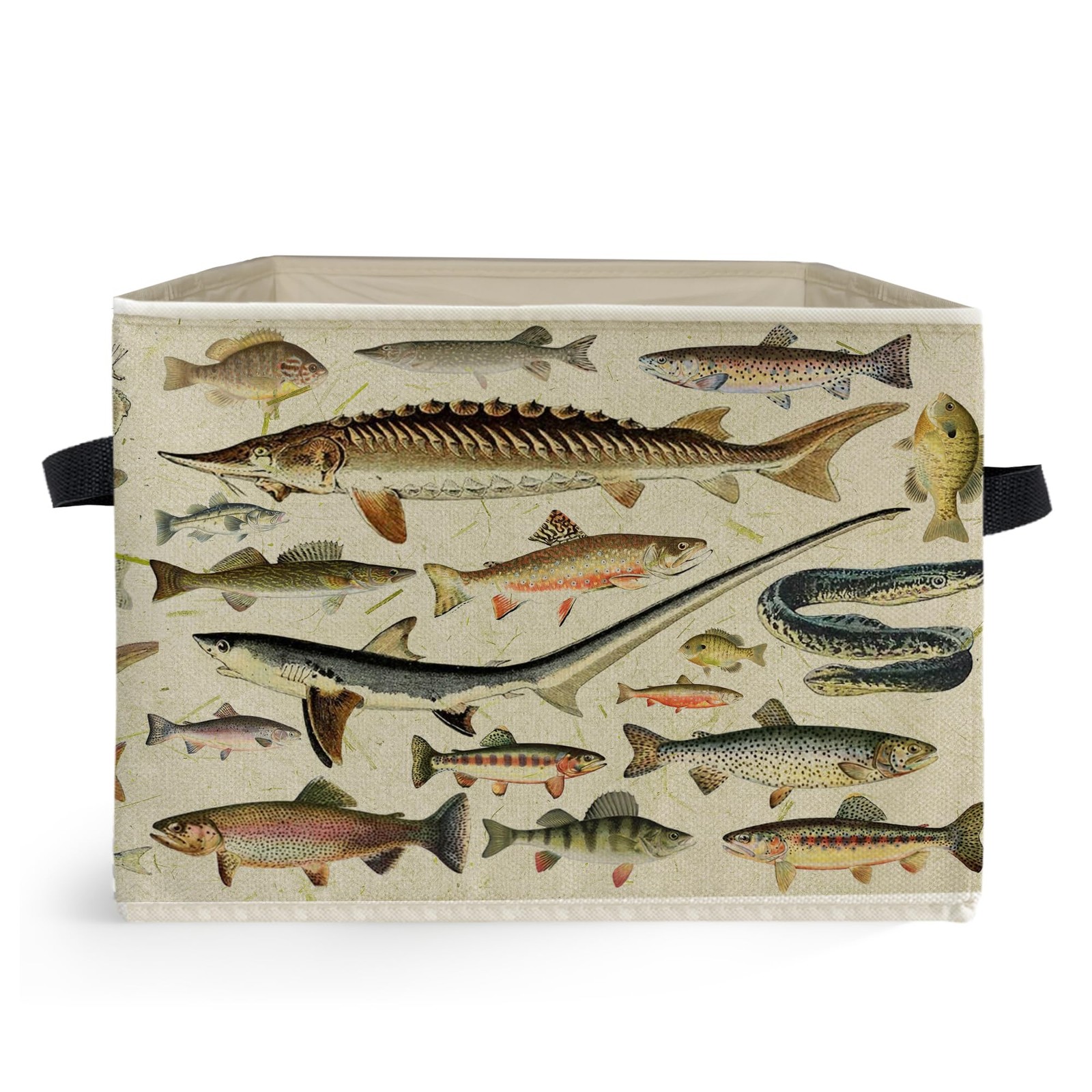Vintage Fish Coastal Beach Storage Bins, Fish Lover Gifts Collapsible Storage...