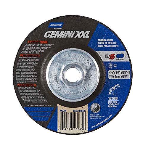 Norton 66252843785 4-1/2x1/4x5/8-11 in. Gemini xxL Depress Center Wheels, Alu...