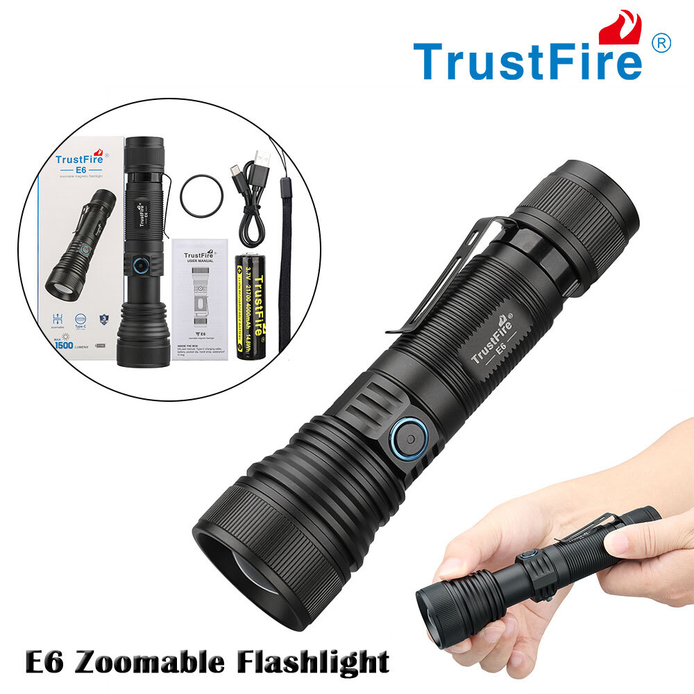 Trustfire 550M Zoomable Extendable Rechargeable EDC Flashlight Magnetic Portable