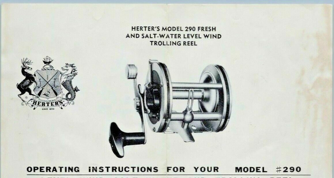 Herter's Salt Water Fresh Water Fishing Reel model # 290 Manual Parts List