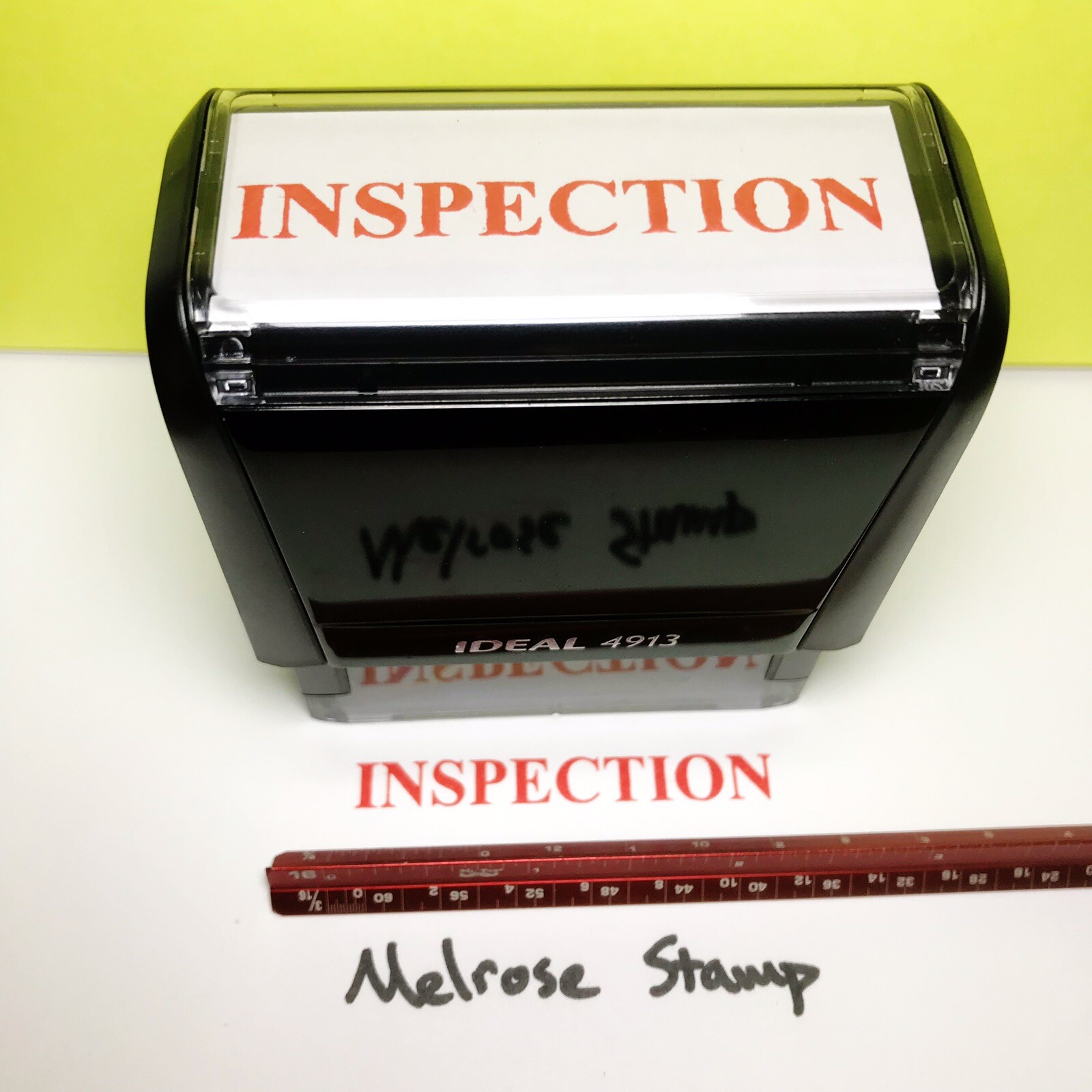 Inspection Rubber Stamp Red Ink Self Inking Ideal 4913