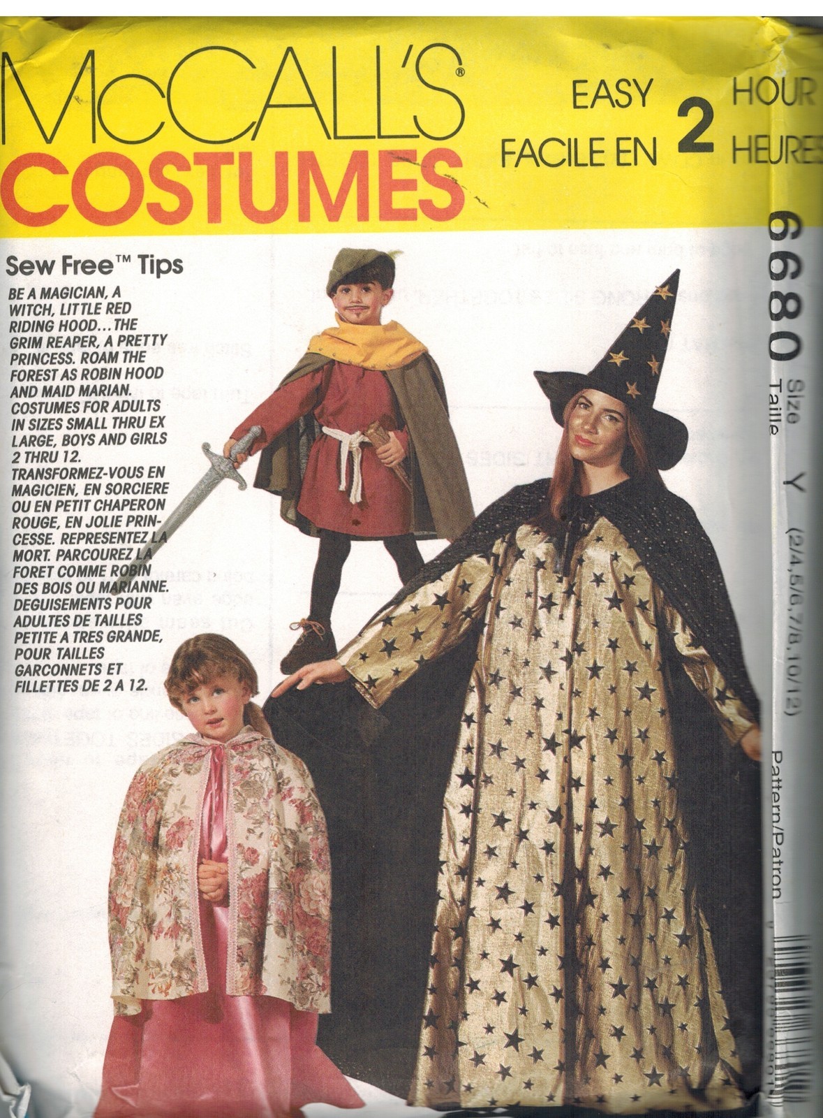 6680 UNCUT Vintage McCalls Sewing Pattern Magician Witch Robin Hood Costume OOP