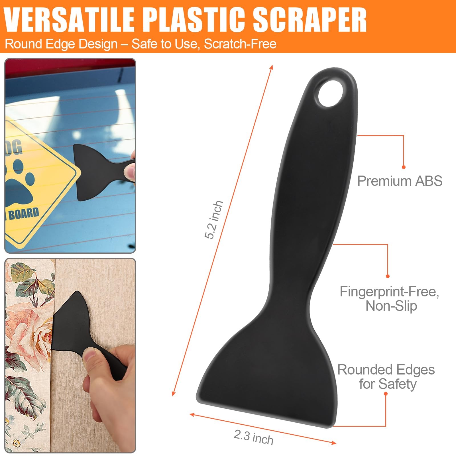 4 Pack Razor Blade Scraper, Includes 50 PCS Metal & Plastic Blades