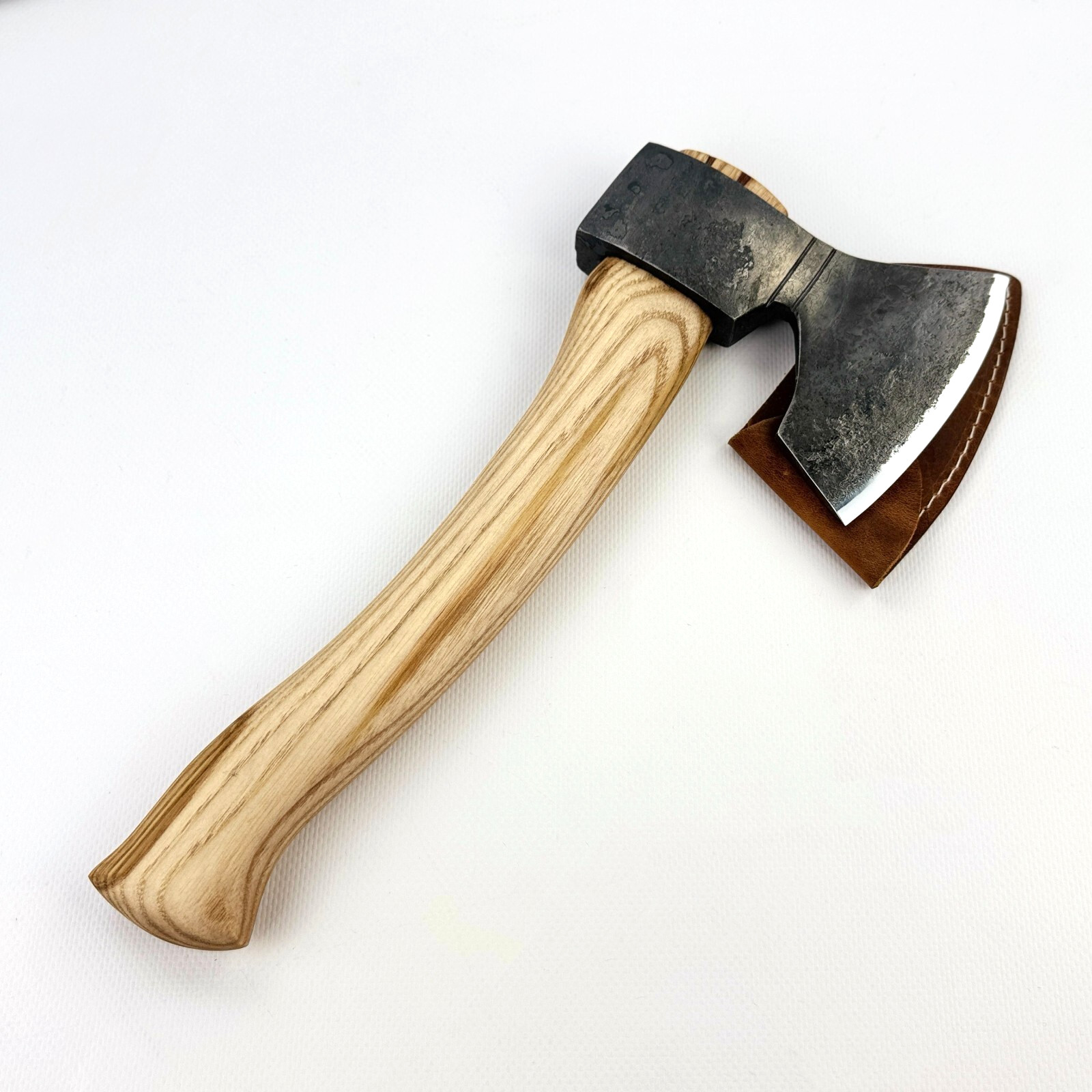 Hand-Forged Axe – Ash Handle, Carbon Steel Blade, For Carving or Camping Use.