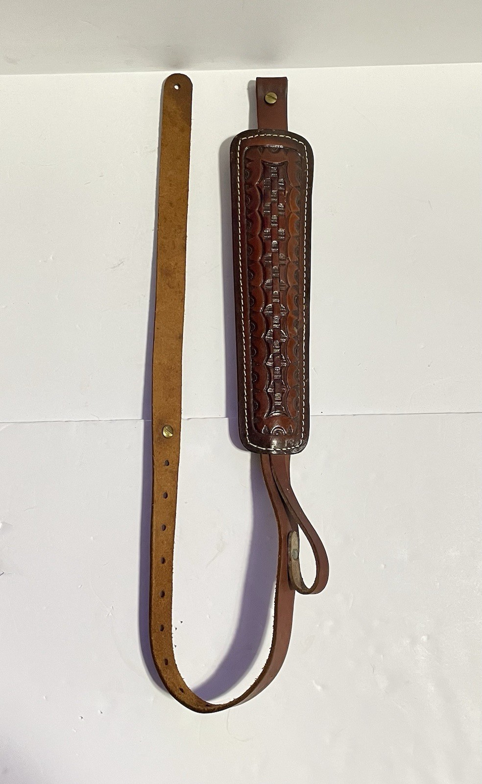 Vintage Hunter Leather Rifle Sling 70361 Tooled Basketweave Padded Cobra Strap
