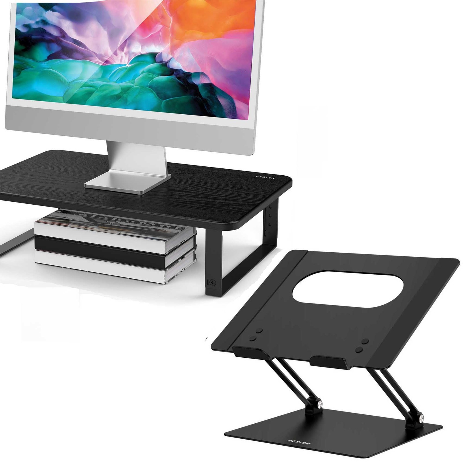 BESIGN LS10 Laptop Stand and MS01 Monitor Black