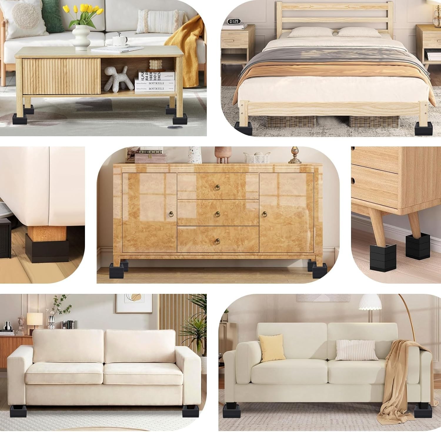 Stackable Bed Risers for Enhanced Storage - 1300 lb Capacity, 3 Inch Elevation