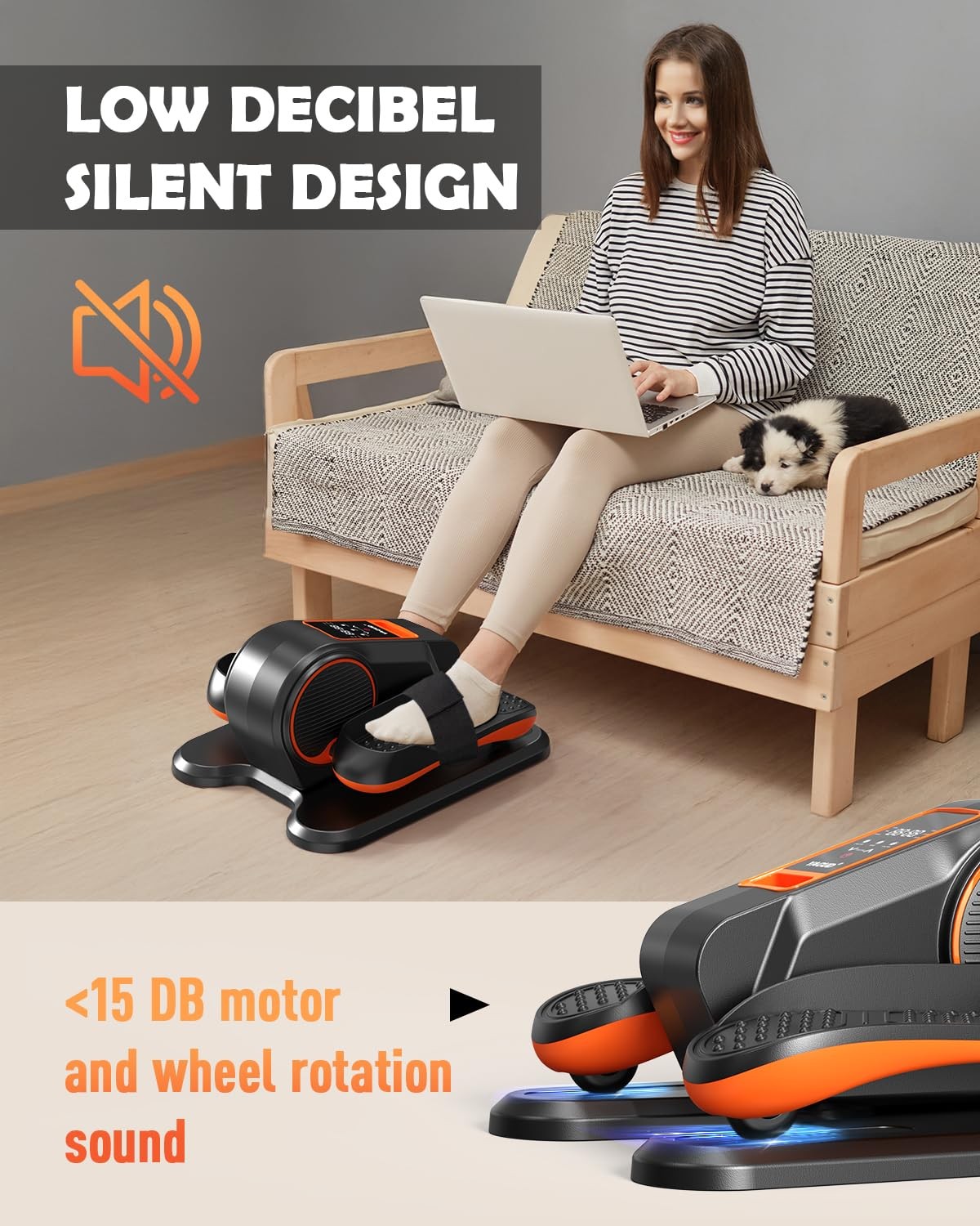 Under Desk Elliptical Machine, Elliptical Leg Exerciser for Senior, 13 Adjust...