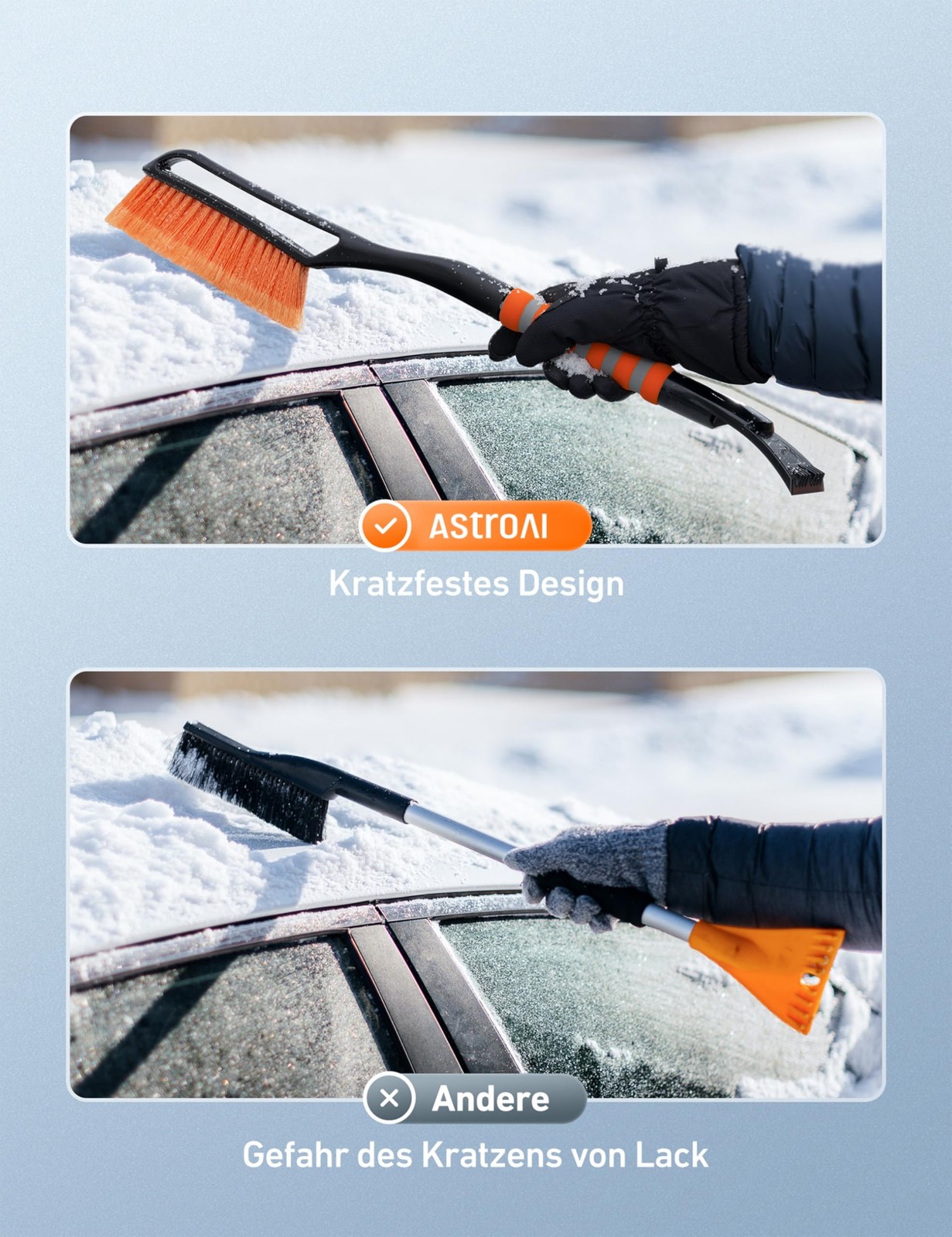 Ice Scraper Car with Broom Whisk Removable 68CM Long