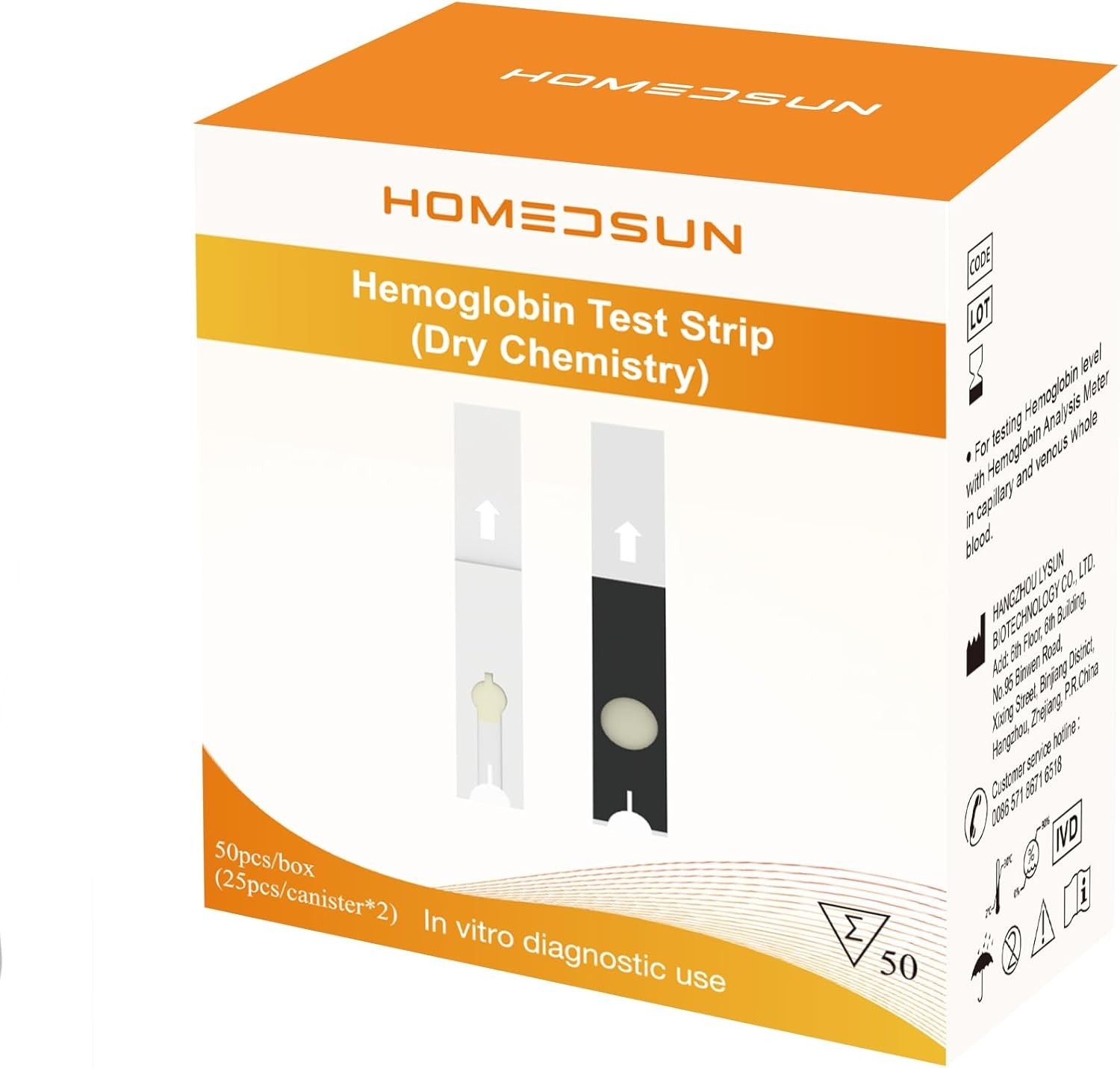 HOMEDSUN 50 Pack Hemoglobin Siphon Test Strips (Analyzer is Not Included)