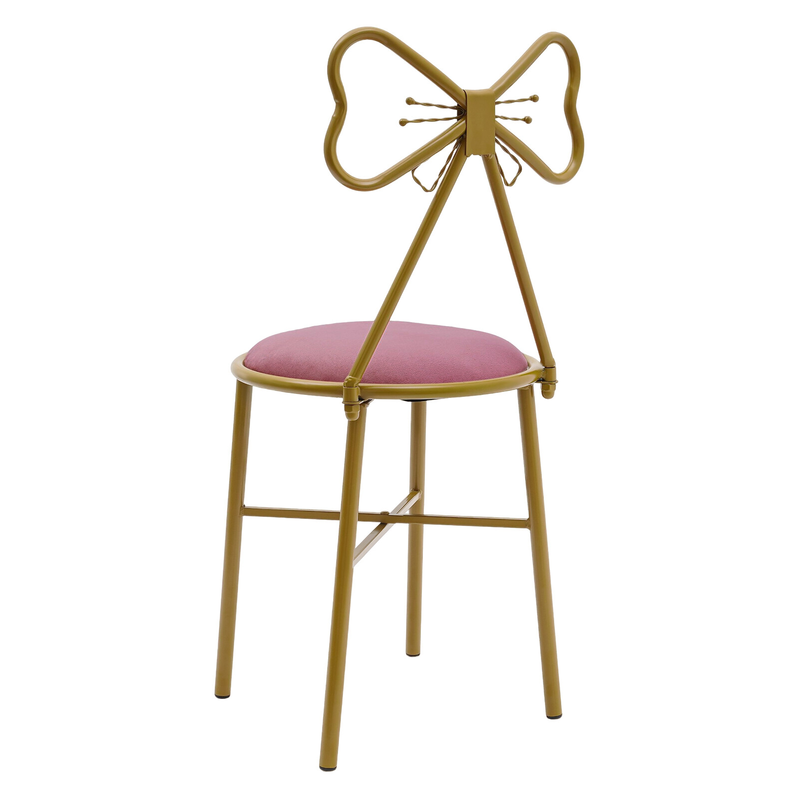 Butterfly Backrest Chair Vanity Stool Pink Velvet Stool Chair Makeup Chair