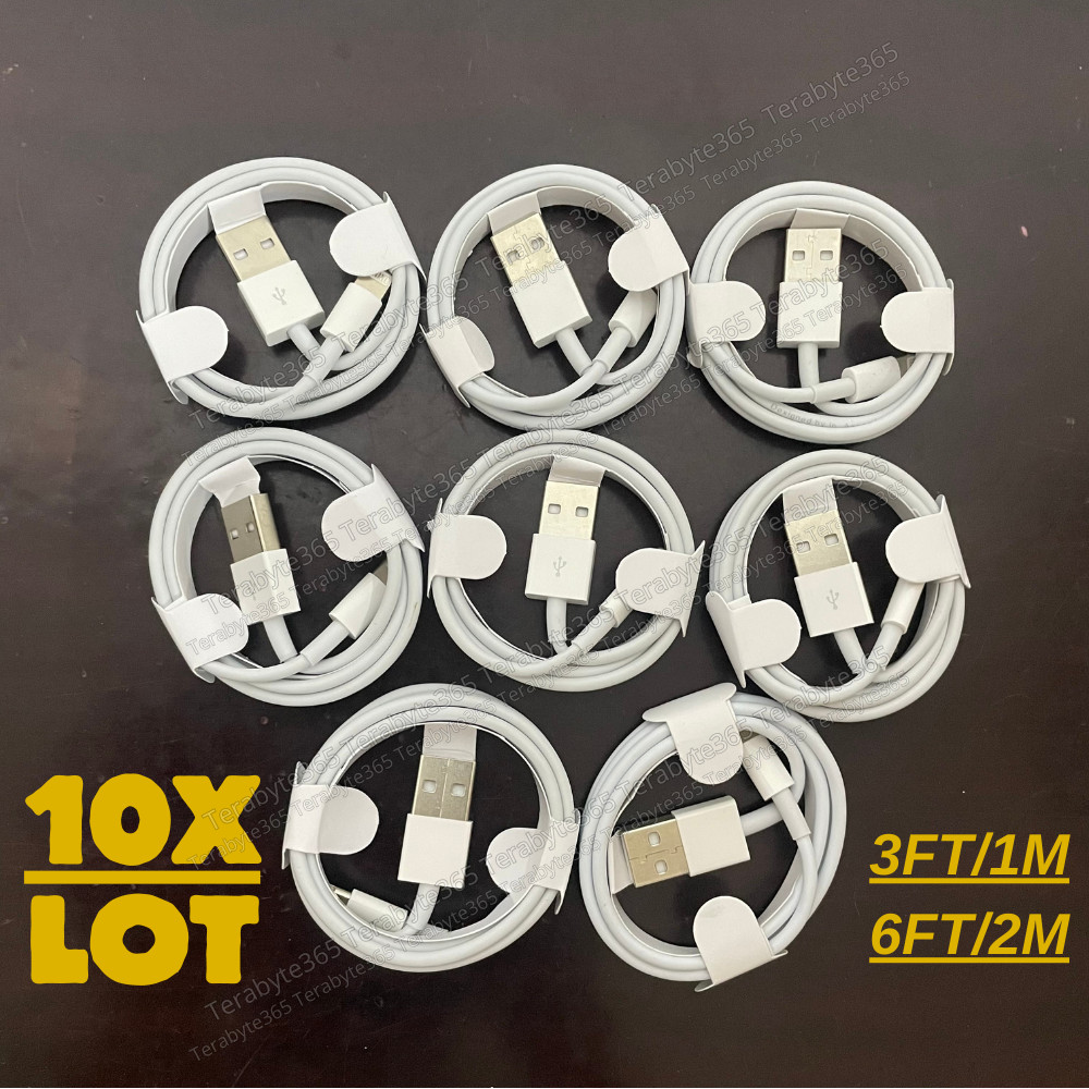 10X Bulk 3/6FT USB Charger Cable For iPhone 14 13 12 11 8 Charging Data Cord Lot