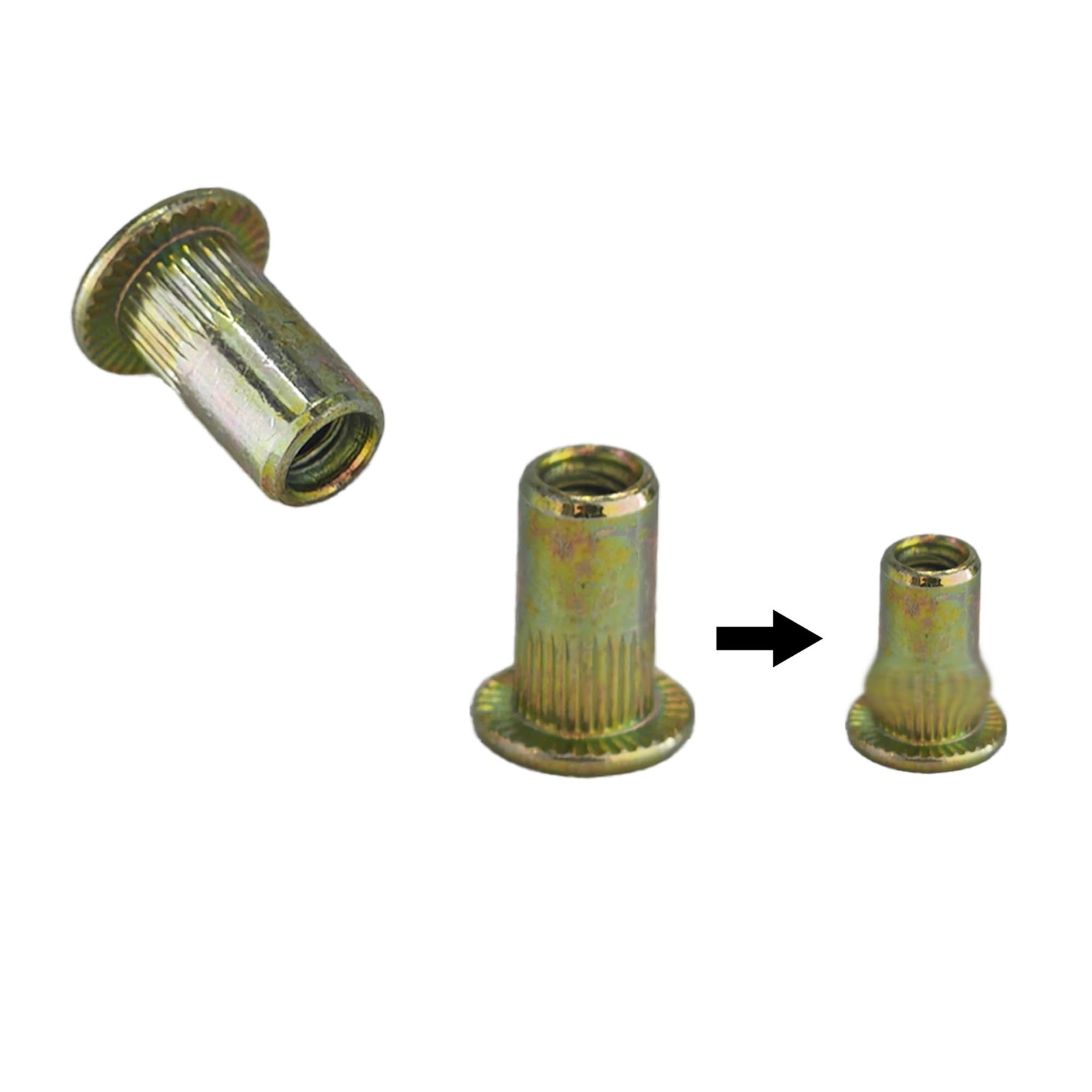 100 PCS M3 Rivet Nuts Zinc Plated Carbon Steel Threaded Insert Flat Head Kit