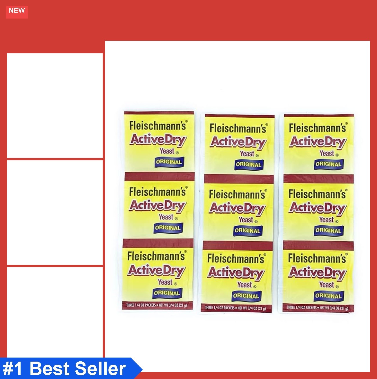 Yeast Active Dry Packets 0.75 Ounce Baking Supply 9 Count