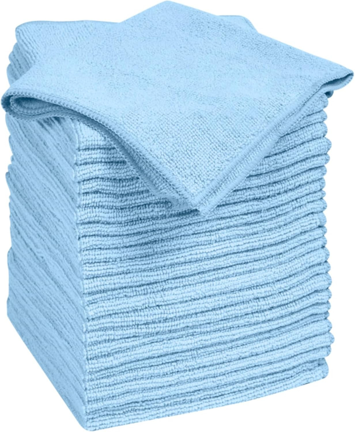 Microfiber Cleaning Cloth 14 x 14 Inches Blue Pack of 24 Washable and Reusable I
