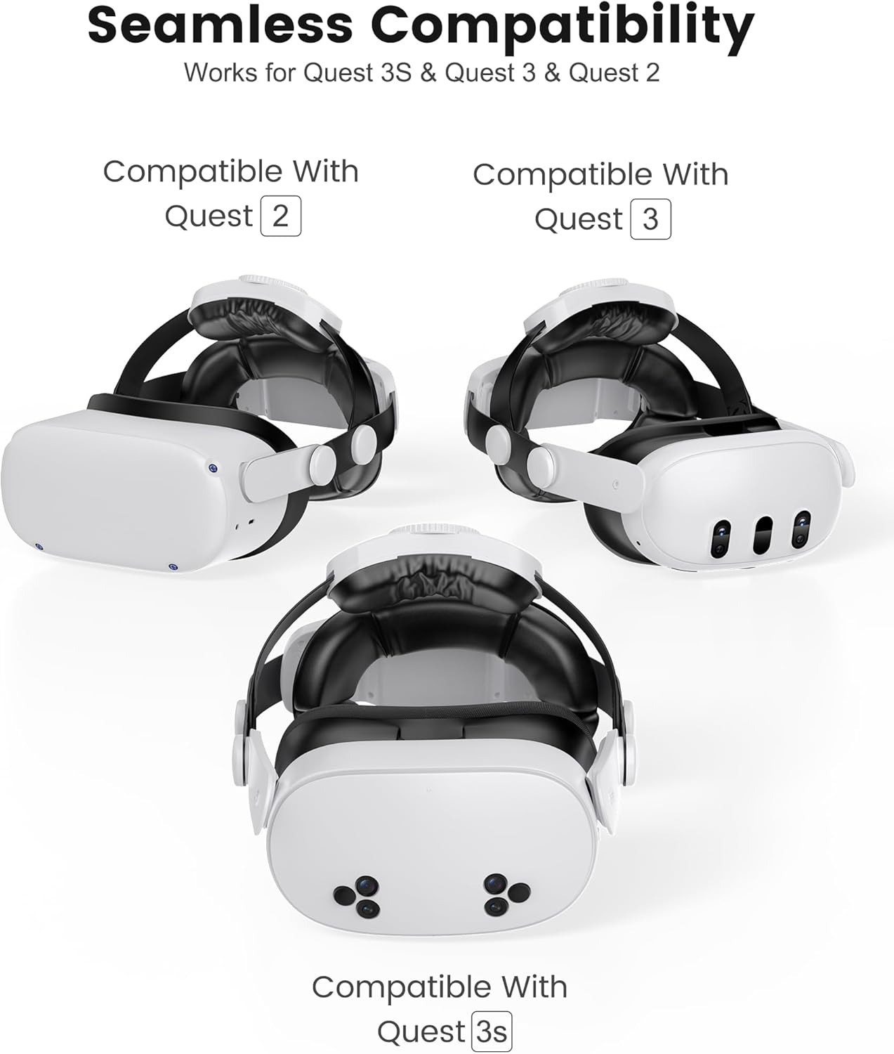 for Meta Quest 3S/Quest 2/Quest 3 Head Strap, Double Knobs Adjustable Elite Stra