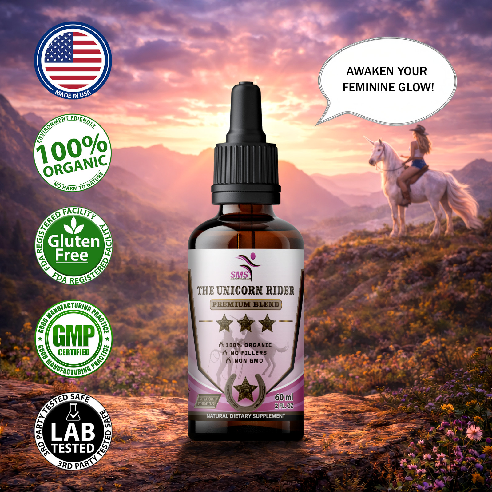 Women's Energy Boost Tincture Herbal Drops Organic For Women's Health 2 Fl Oz