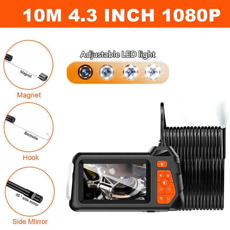 10M/33FT Endoscope Camera with Light 4.3" HD 1920P Snake Inspection Camera