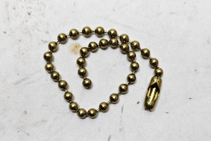 Gold Beaded 6" Pull Chain For Light Sockets, Ceiling Fans, Crafts (Lot of 20)