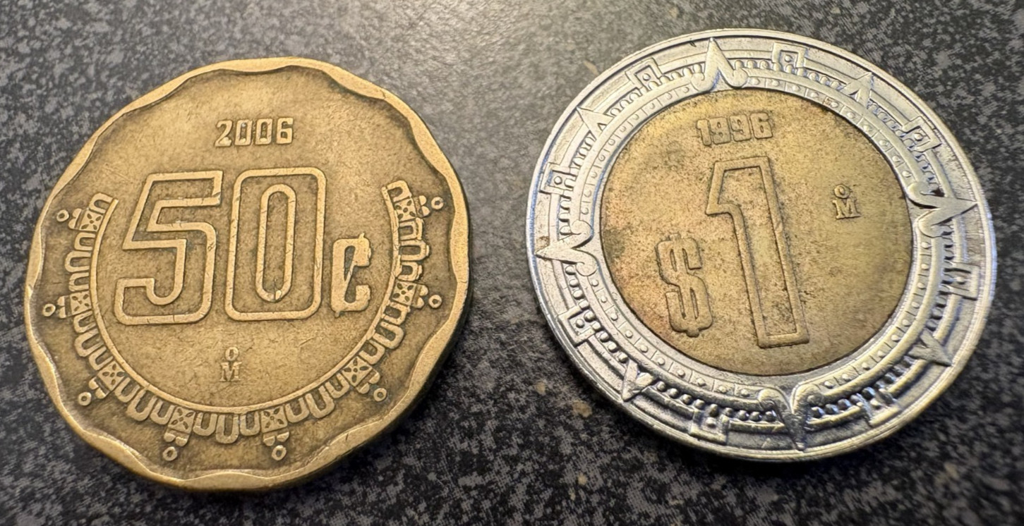 Mexico 50 Centavos 2006 & 1 Peso 1996