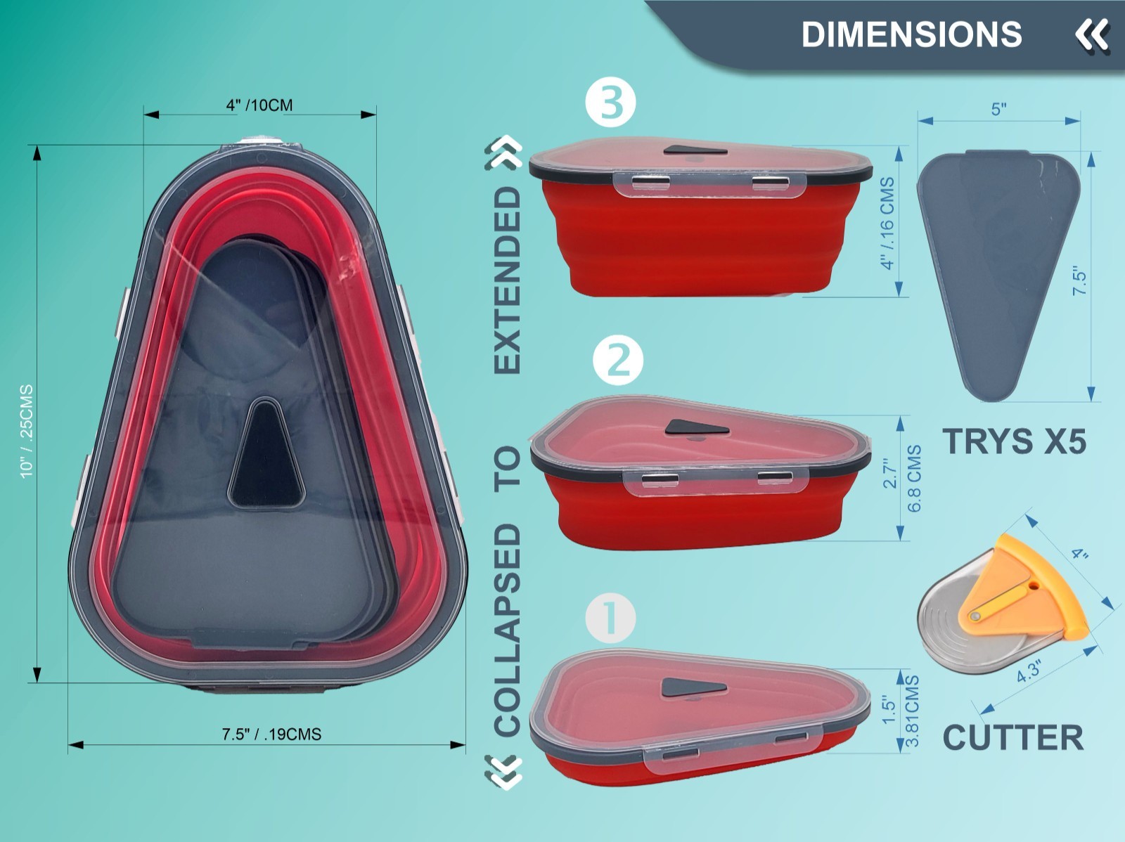 Collapsible Pizza Slice Container Airtight Pizza Saver