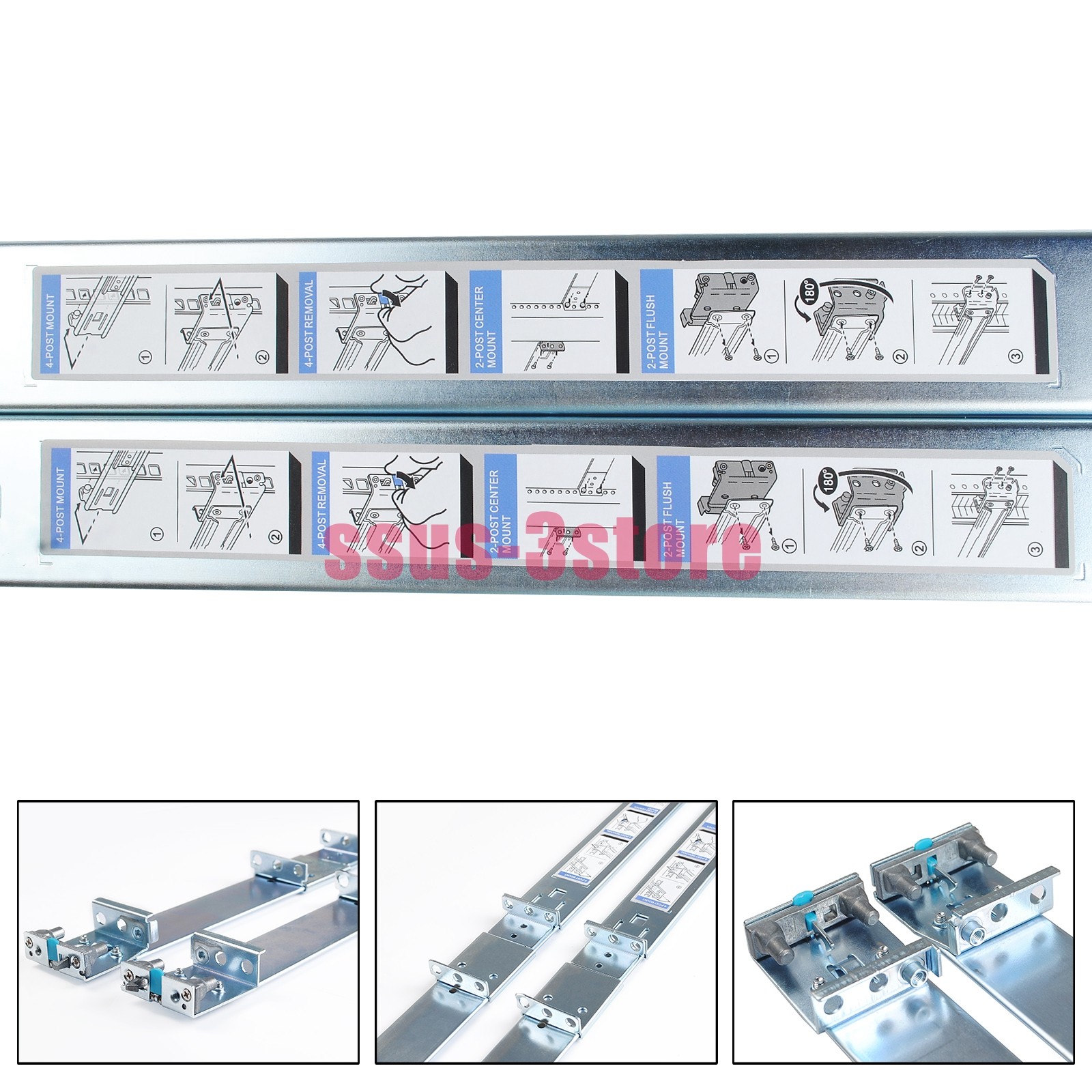 1U Static Ready Rails Kit 053D7M For Dell R410 R420 R630 R440 R640 R740 R6415