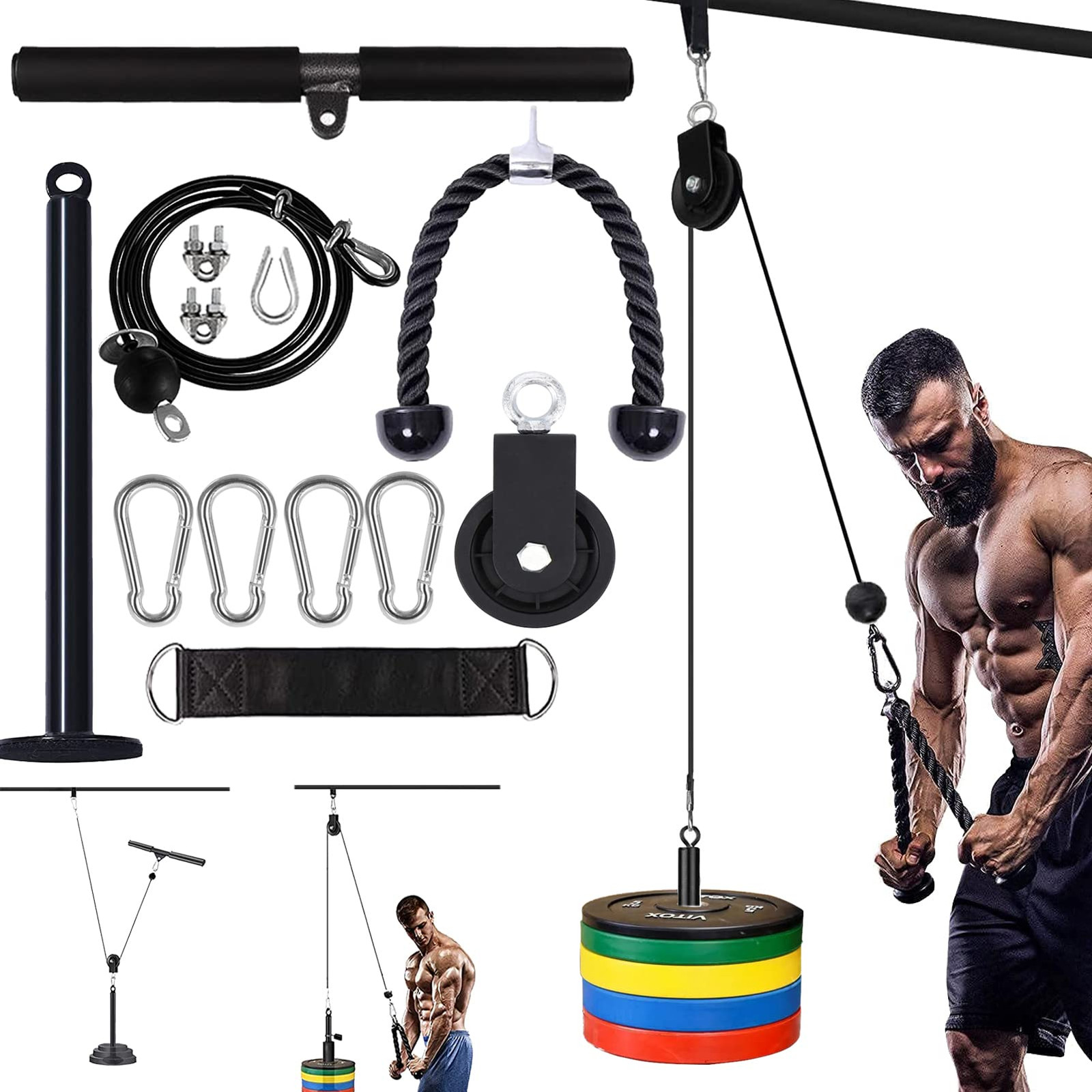 Cable Pulley System Upgraded DIY LAT and Lift Weight Pulley Machine Attachmen...
