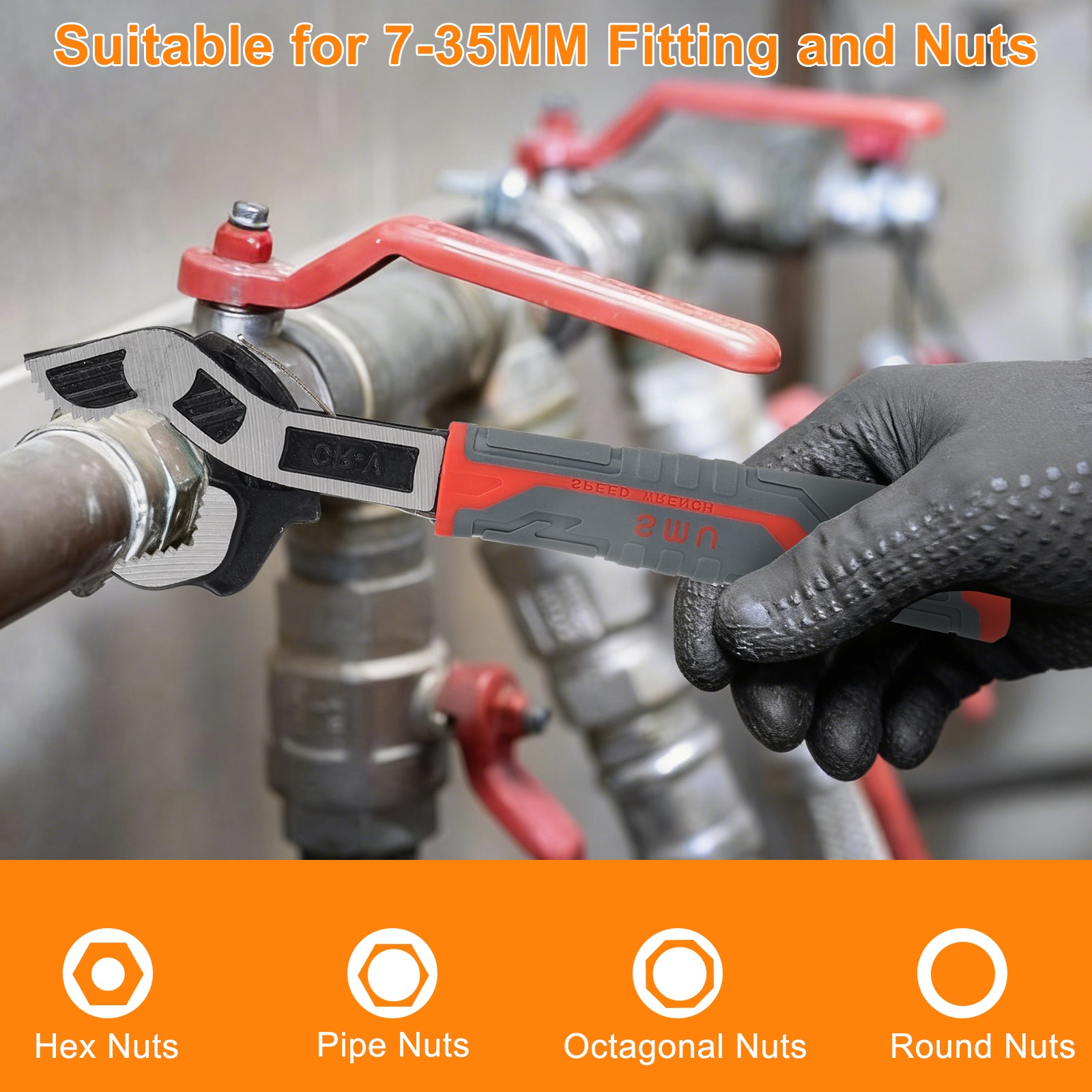 2x Self-locking Pipe Wrench 6"10" Multi-function Plumber Wrench for 7-35mm Pipes