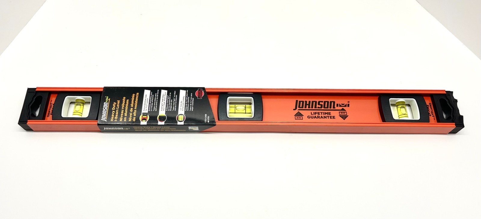 Johnson 24 in. Aluminum Heavy Duty I-Beam Level, 1253-2400 - DAMAGED ENDCAPS