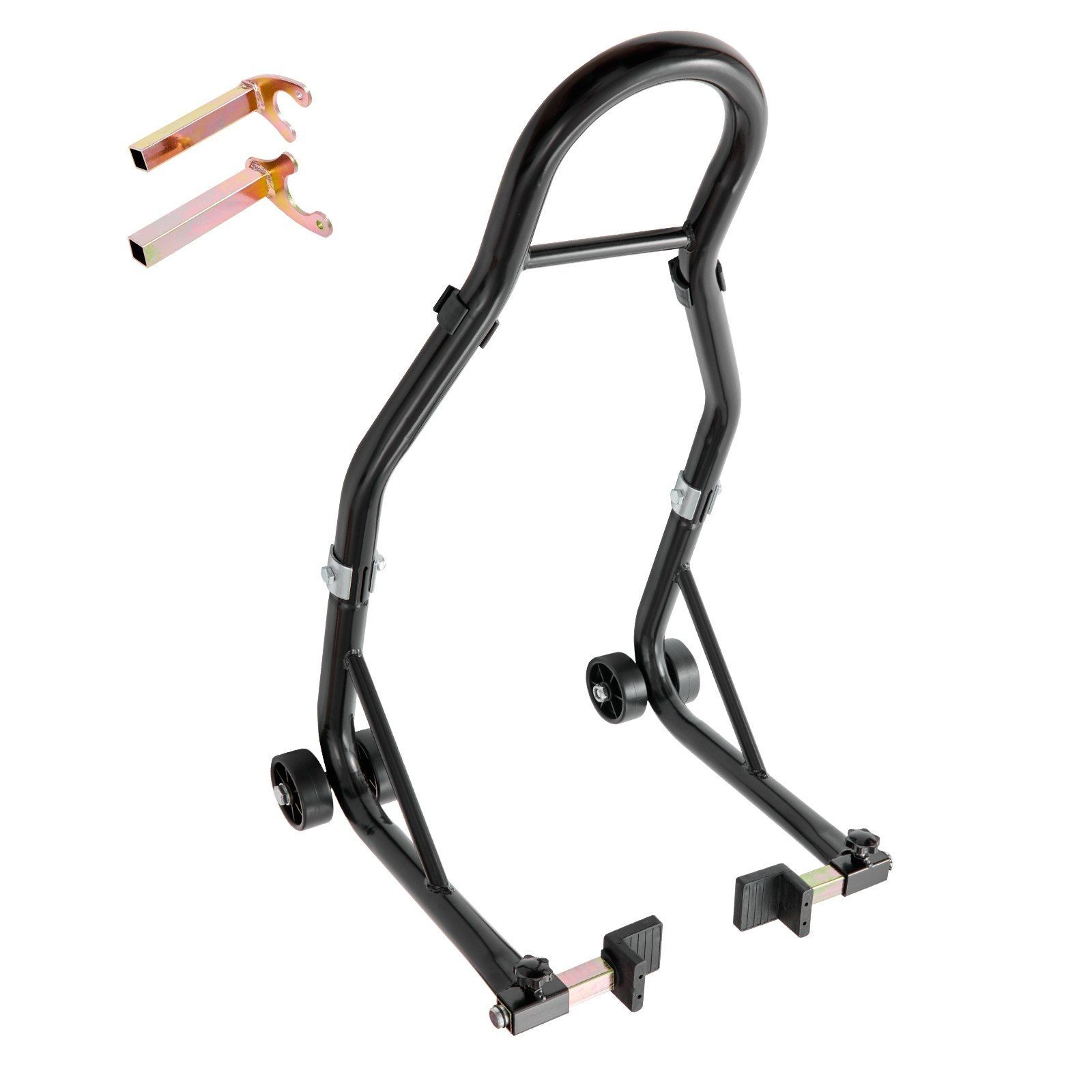 Motorcycle Rear Jack Stand 850lb Capacity with Interchangeable Forks Black