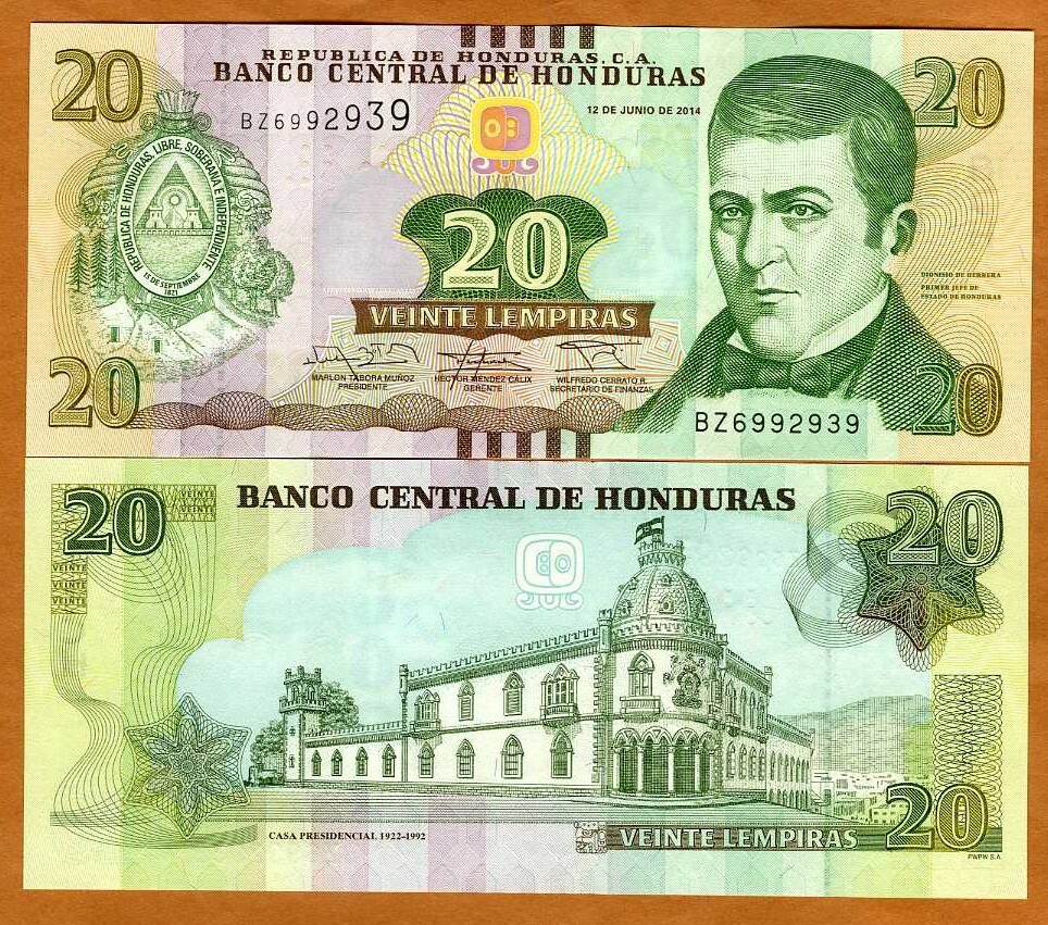 Honduras, 20 Lempiras, 2014, P-100b, UNC