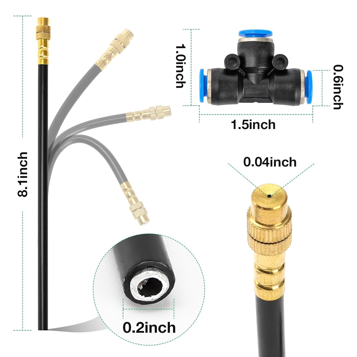 50Ft 1/4" Drip Irrigation System with 12 Adjustable Copper Nozzles