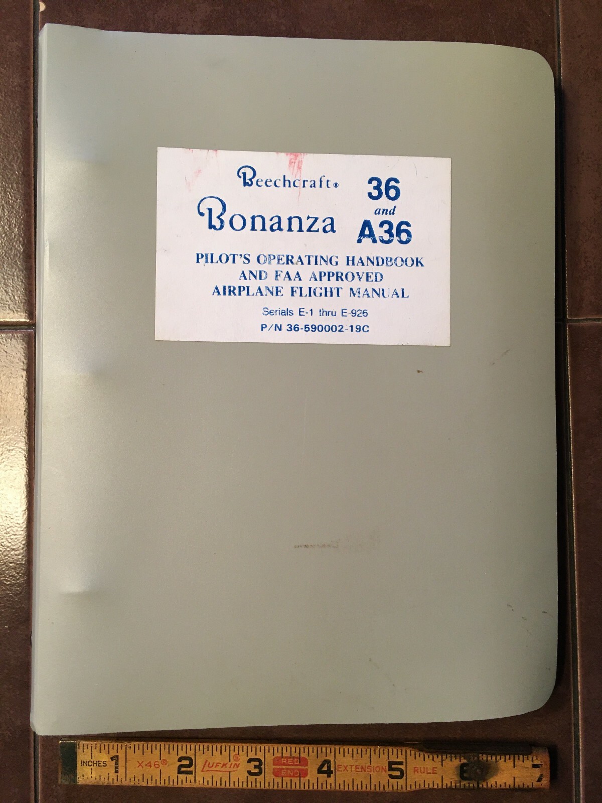 Beechcraft Bonanza 36 & A36 Pilot's Operating Manual, sn E-1 thru E-926