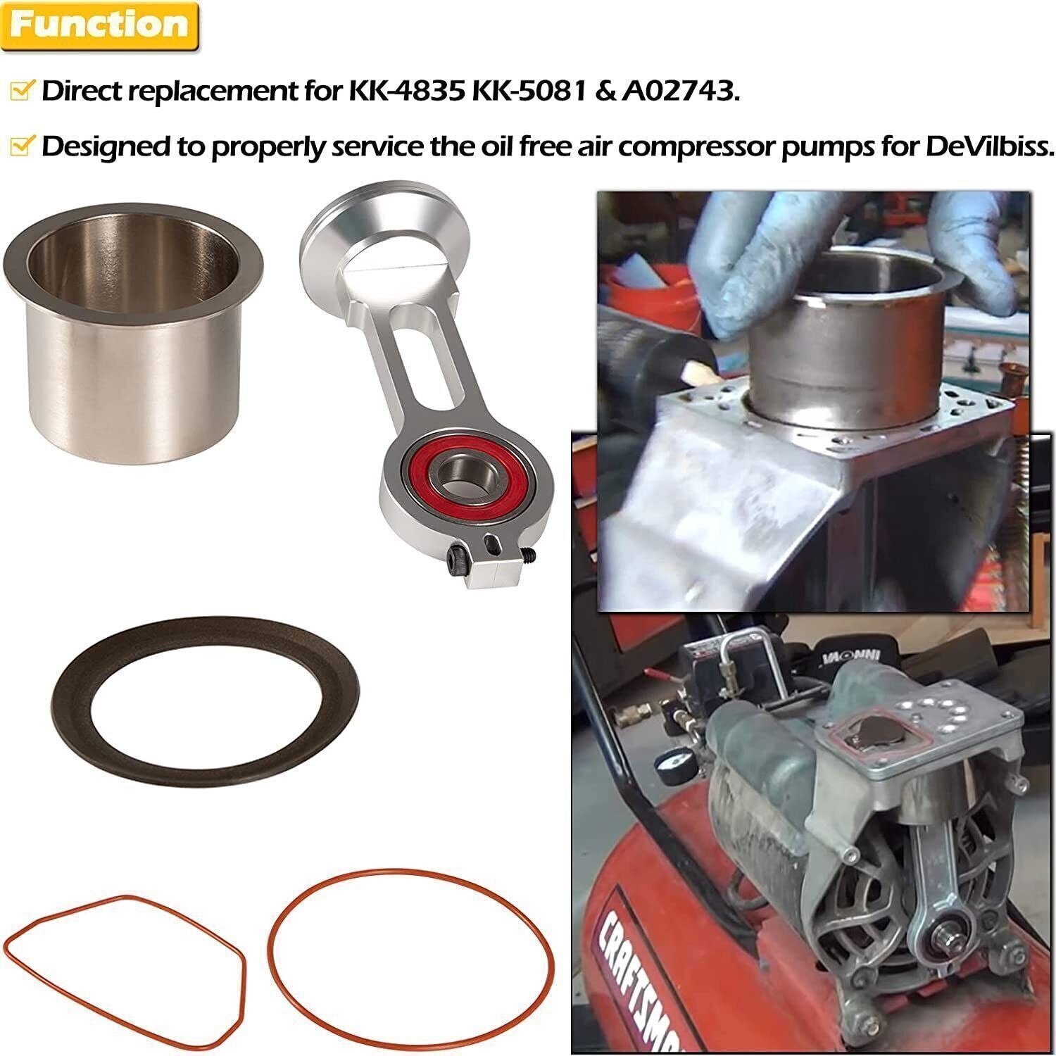 KK-4835/Air Compressor Piston Kit ACG-1 Connecting Rod for Devildiss ⬆️