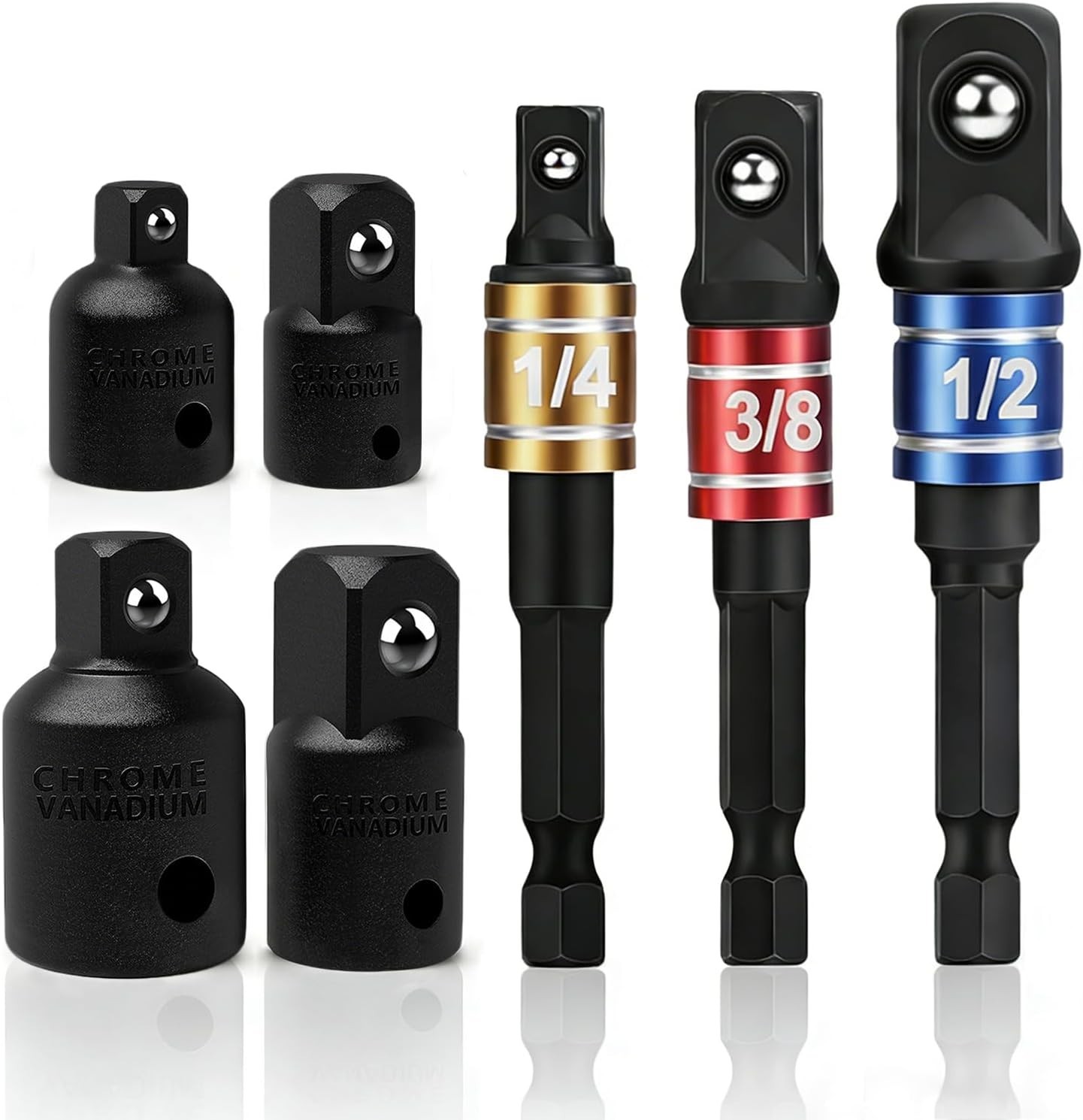 High-Speed Nut Driver Set - 7-Piece Impact Adapter & Extensions for Home Repairs