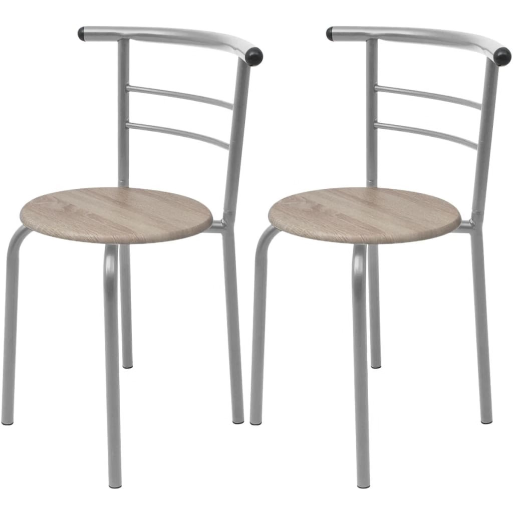 Dining Set Silver and wood grain MDF and iron Standard Modern