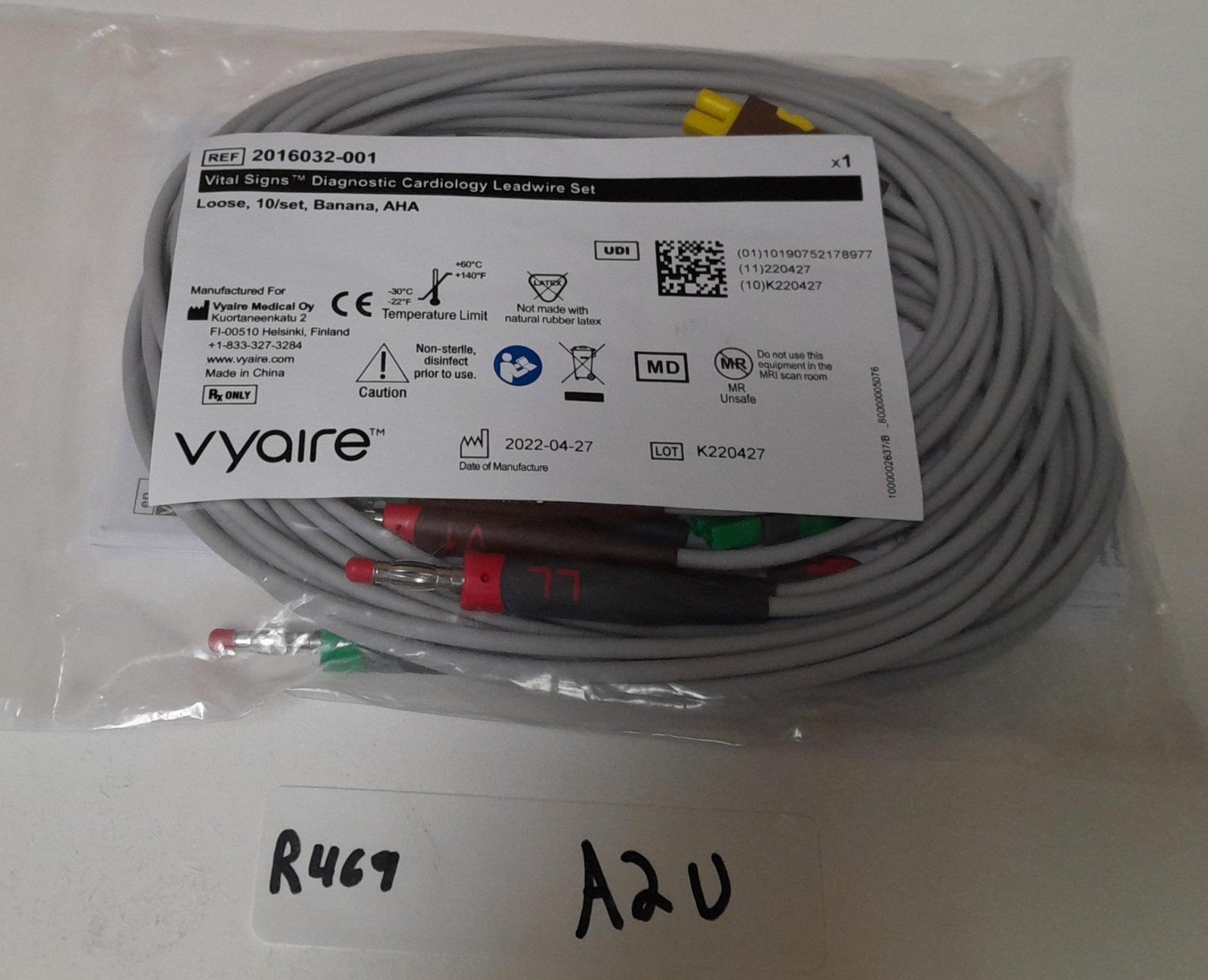 NEW VYAIRE 2016032-001 VITAL SIGNS DIAGNOSTIC CARDIOLOGY LEADWIRE SET R469 A2 U