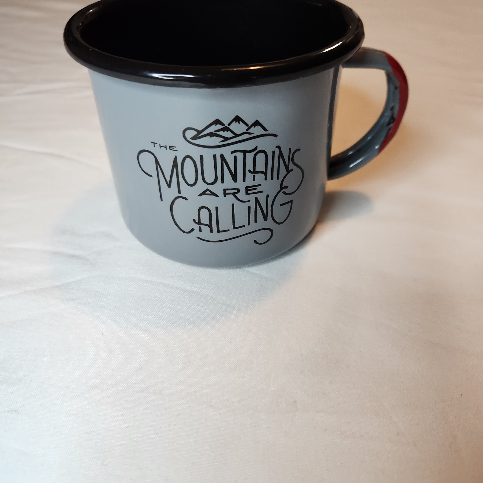 United By Blue Enamelware Mug Gray Black Red Enamel Lightweight Portable Camping