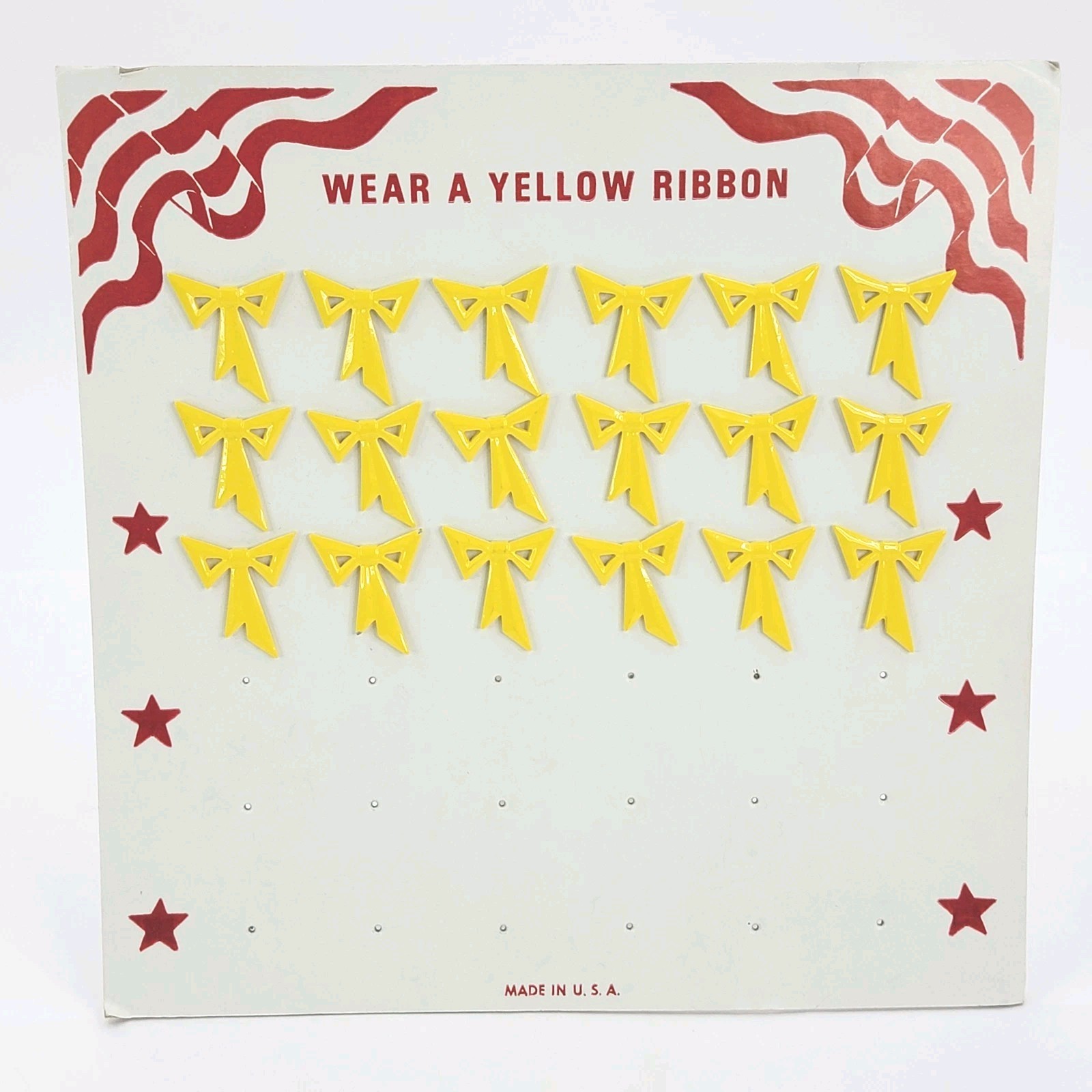 Lot of 18 Yellow Ribbon Bow metal pins 90s Desert Storm US Middle East War