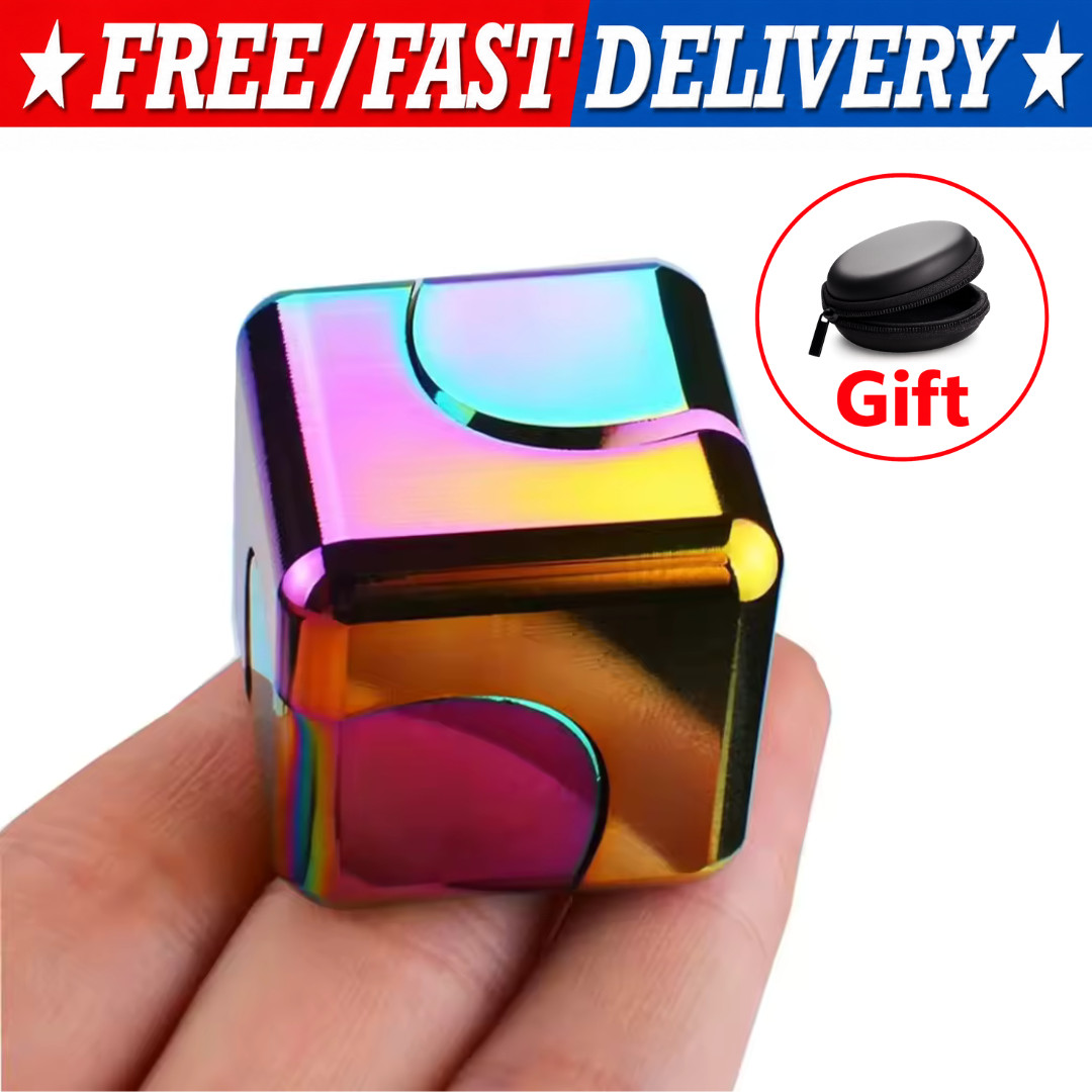Fidget Spinner Cube EDC Toy Metallic Cube Stress Anxiety Relief for Adult