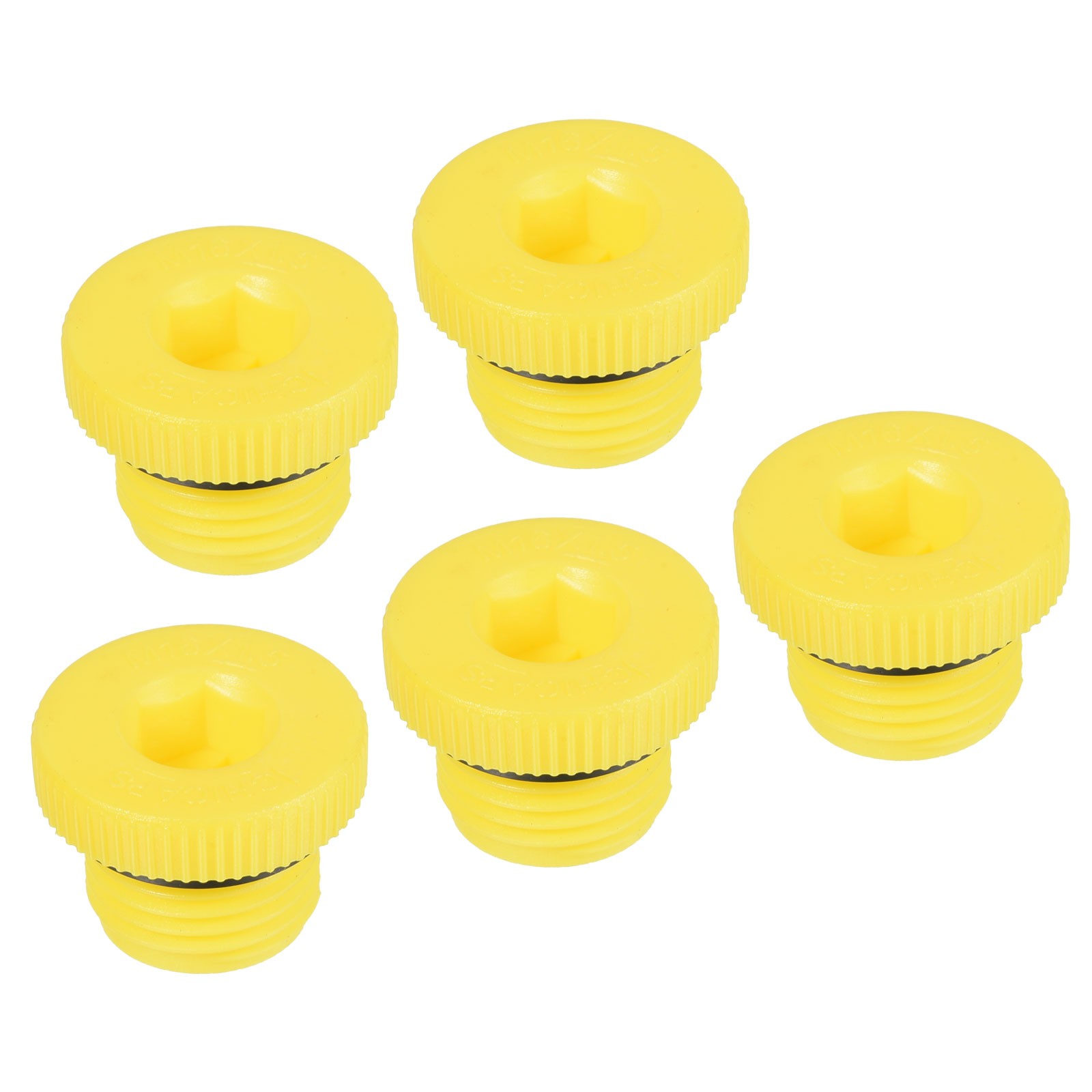 5 x Hold Plugs M16x1.5 Plastic Male Threaded Hex Socket Sealing End Cap Yellow