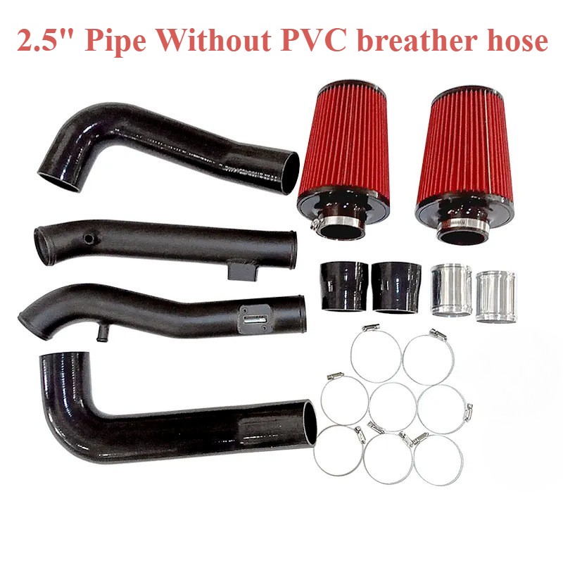 For 09-20 370Z/09-13 G37 3.7L V6 Dual Cold Air Black Intake Kit+Red Air Filter