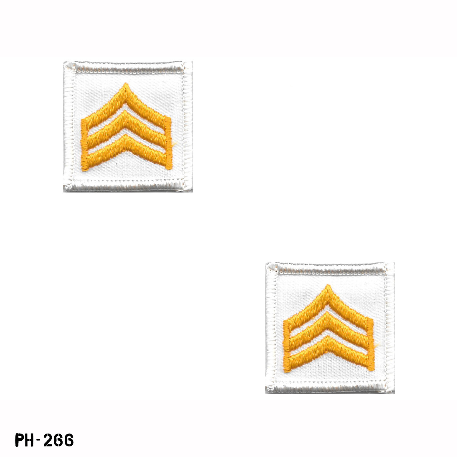Sergeant Chevron Collar Rank Patches ~ White & Yellow ~ NEW Gemsco USA