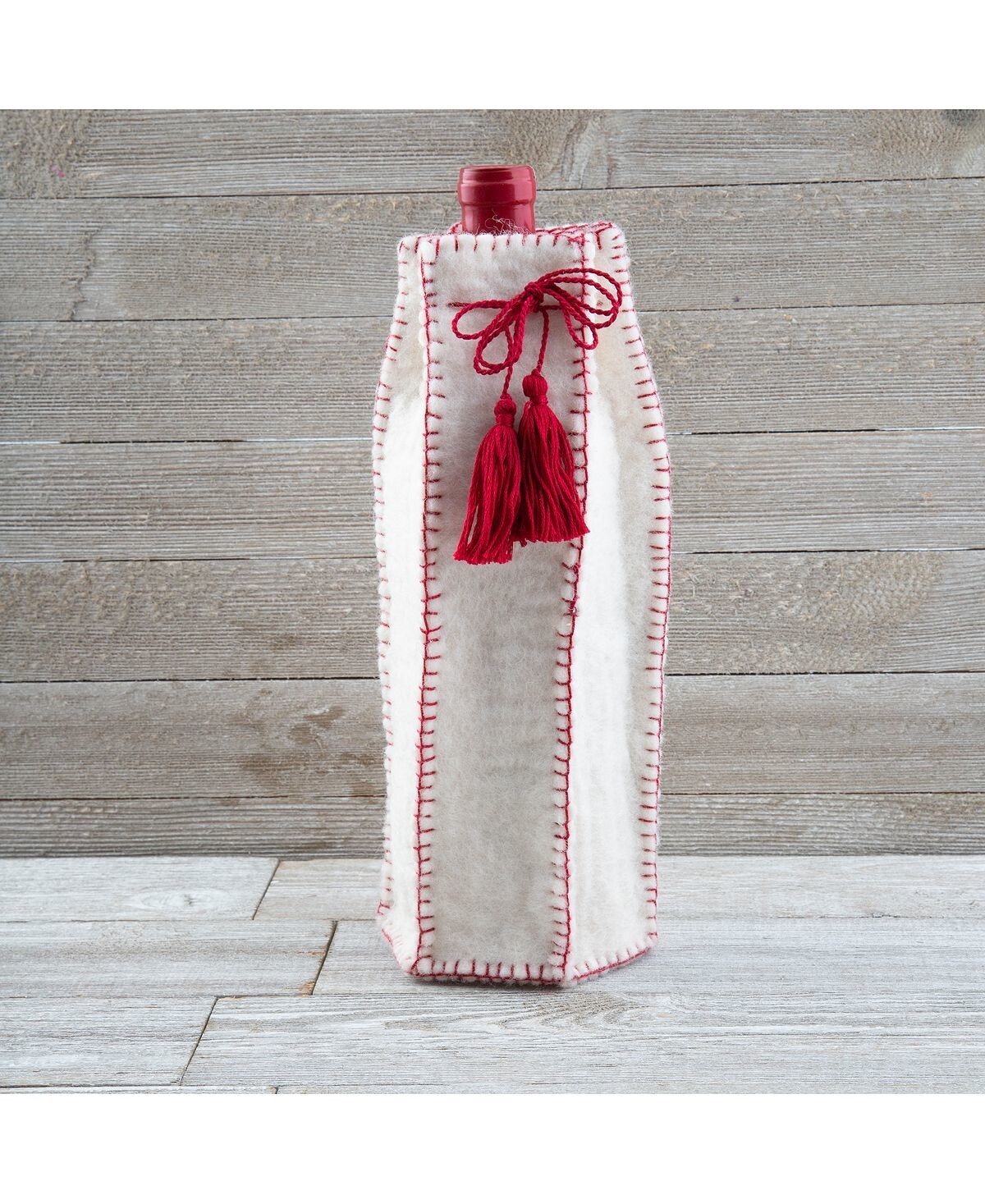 THIRSTYSTONE Felted Wool Whipstitch Wine Bag ~ NWT ~ perfect hostess gift
