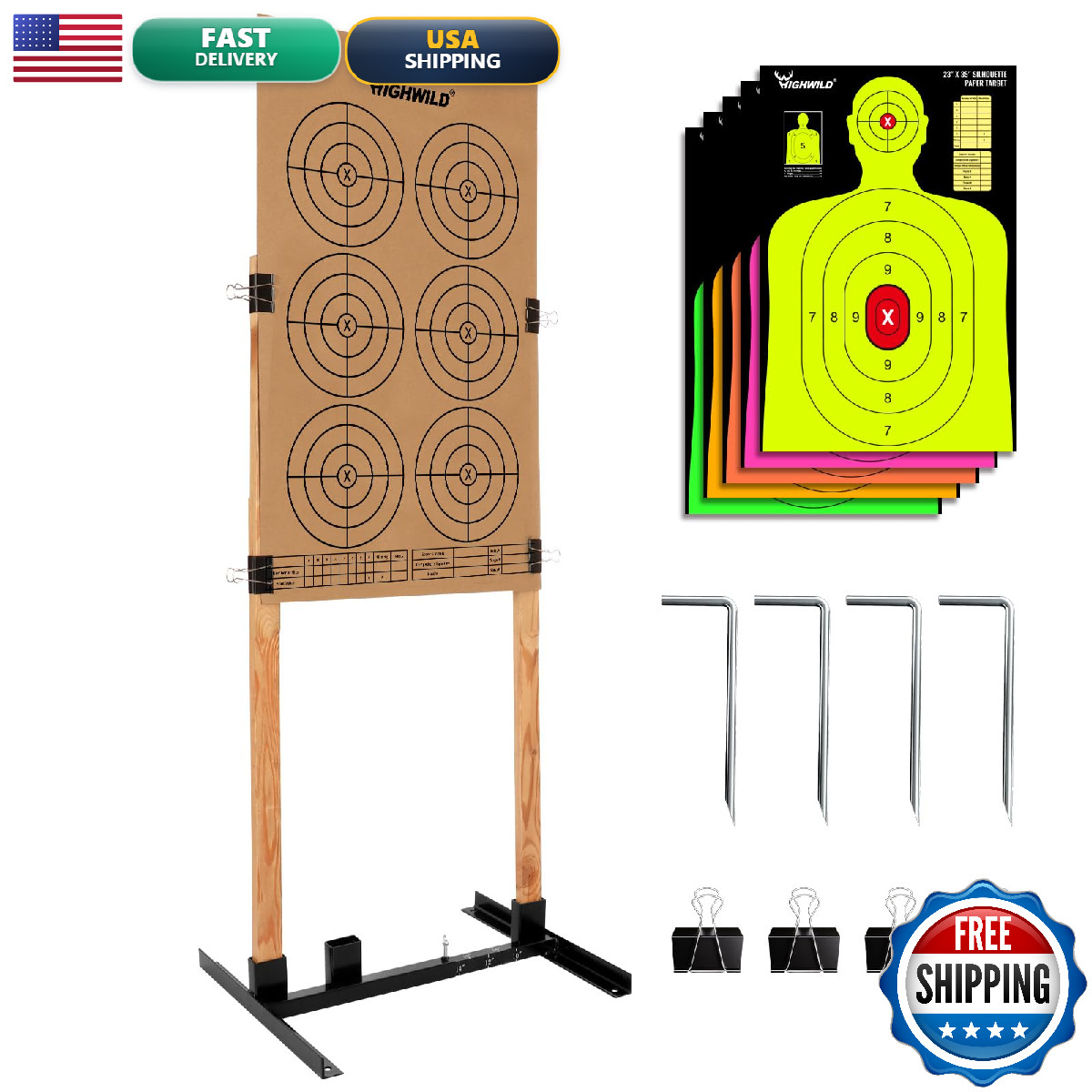Highwild Adjustable Target Stand Base For Paper Shooting Cardboard Silhouette H