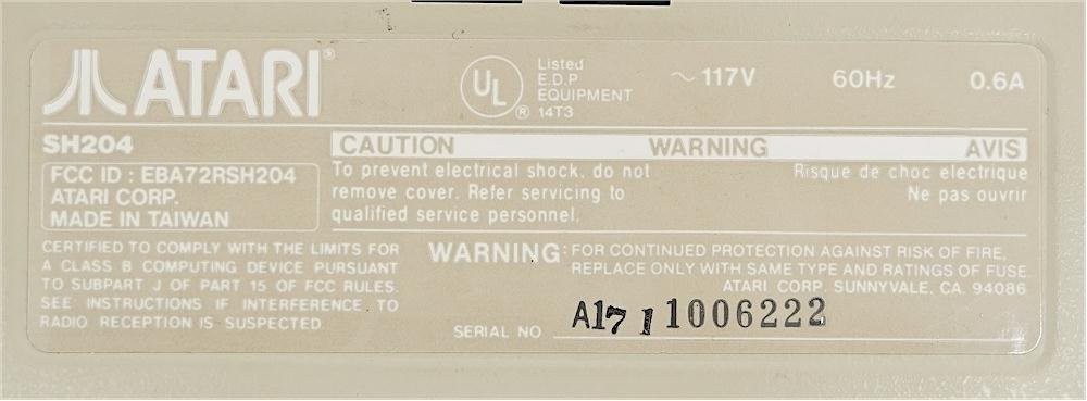Vintage Atari SH204 External 20MB hard drive for ST computers